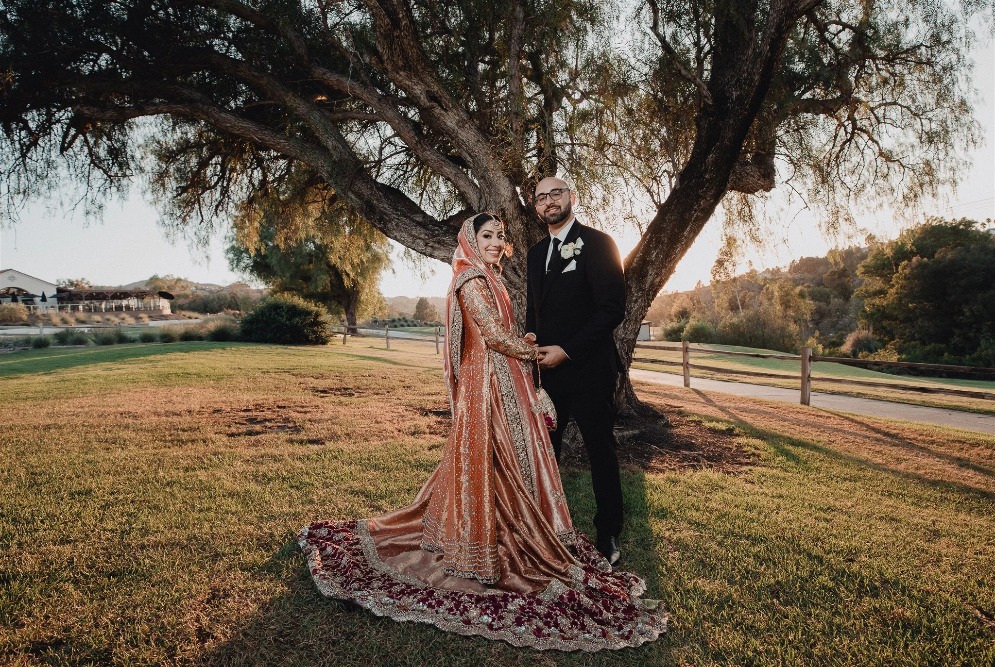 bride and groom location shoot on their wedding day at anaheim hills golf course