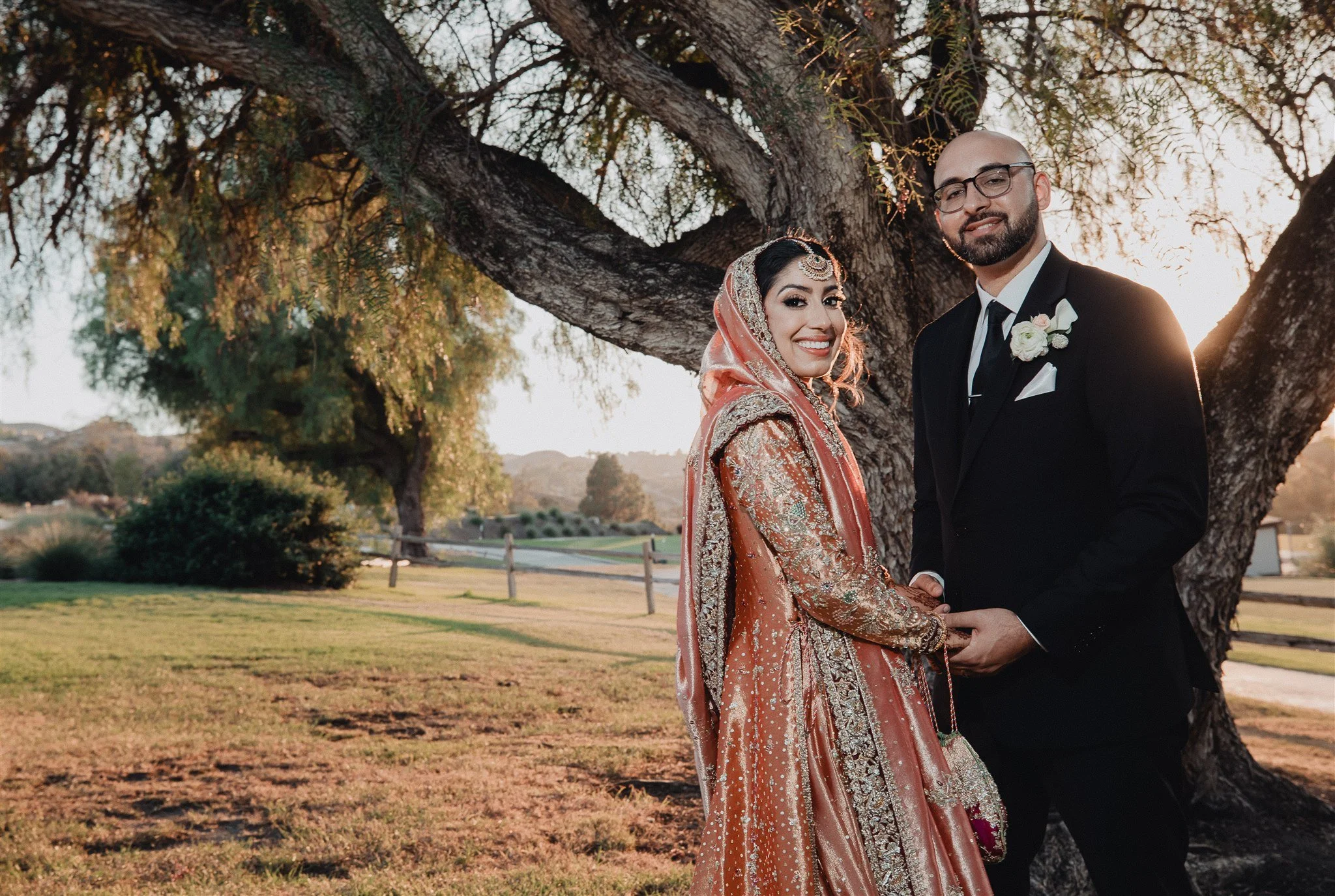 bride and groom location shoot on their wedding day at anaheim hills golf course