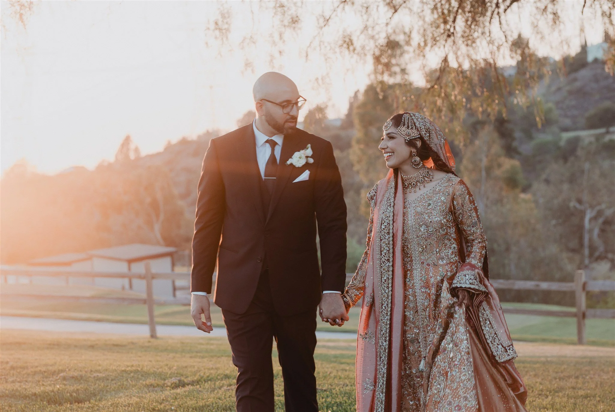 bride and groom location shoot on their wedding day at anaheim hills golf course
