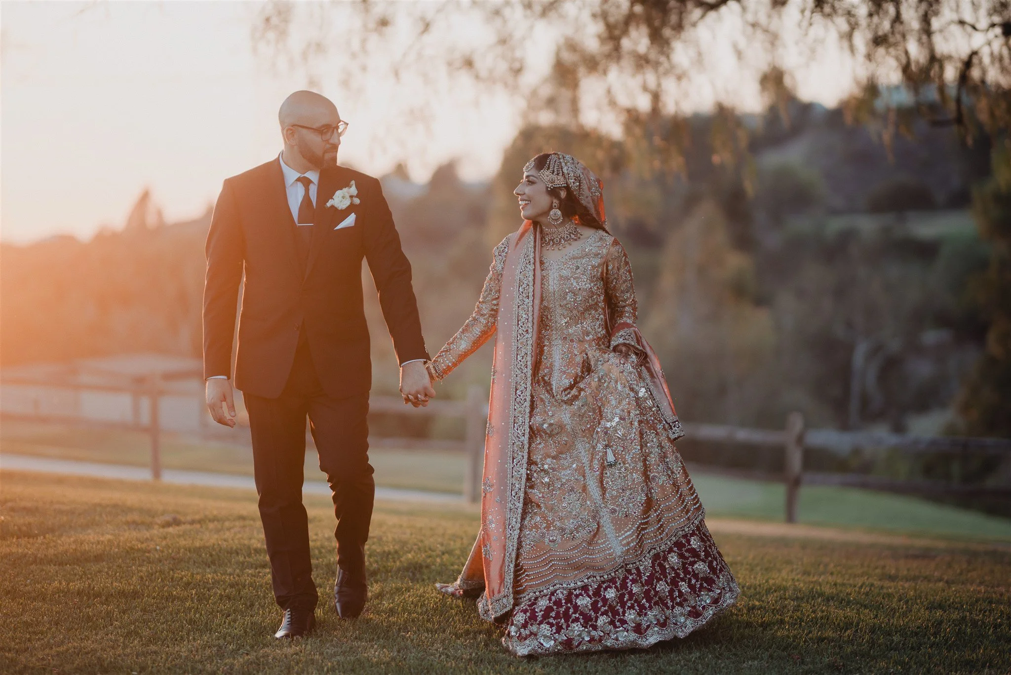bride and groom location shoot on their wedding day at anaheim hills golf course