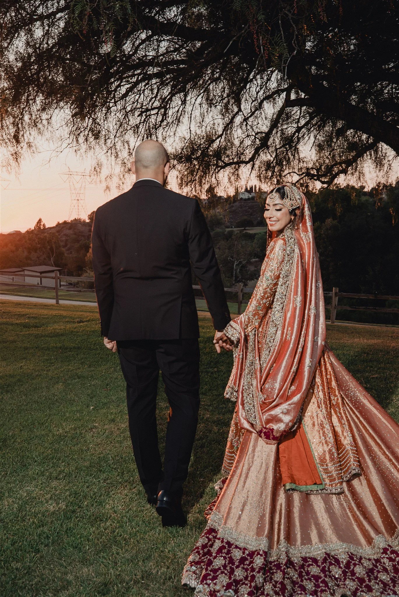 bride and groom location shoot on their wedding day at anaheim hills golf course