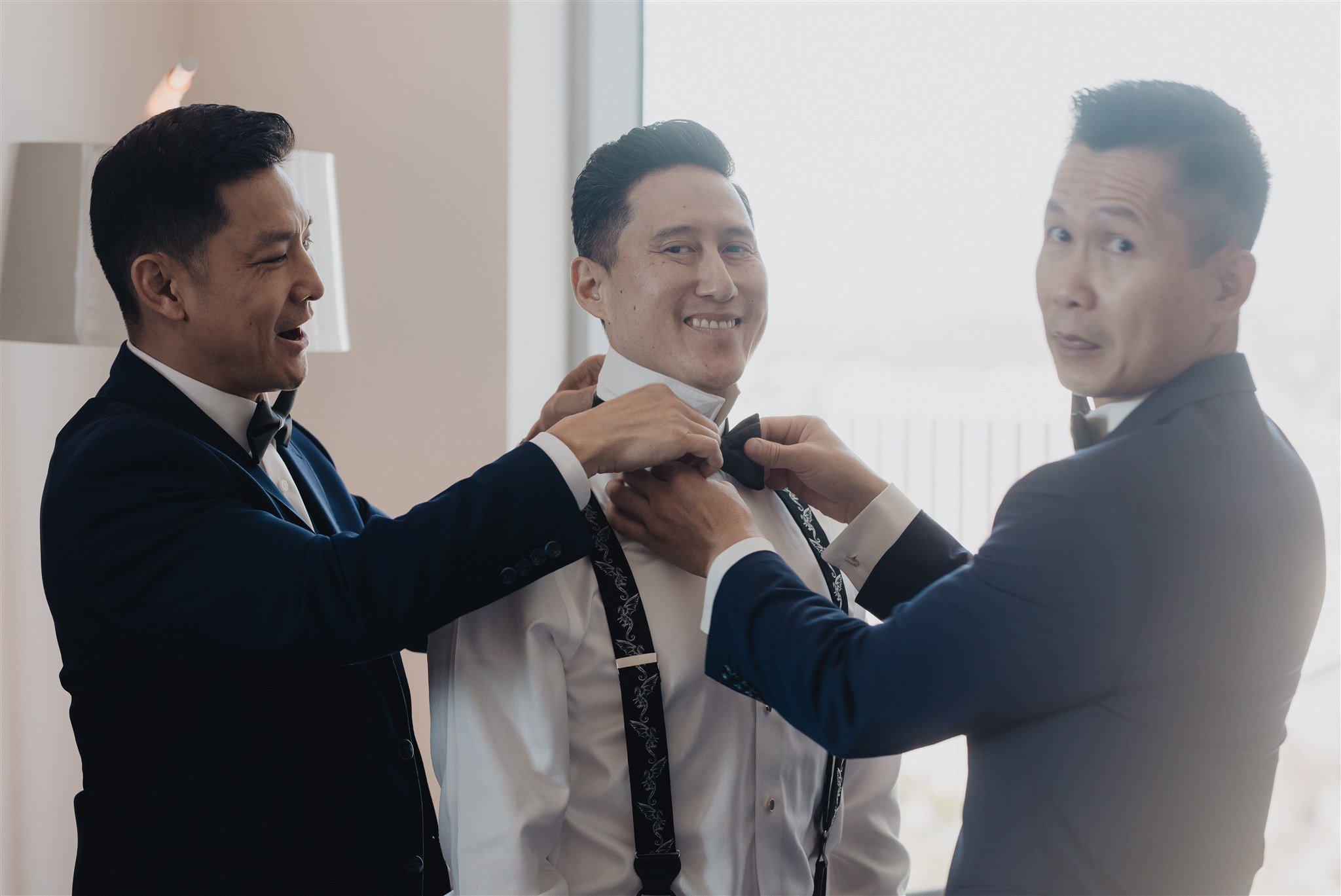 groom getting ready for his wedding day at alexandria ballrooms
