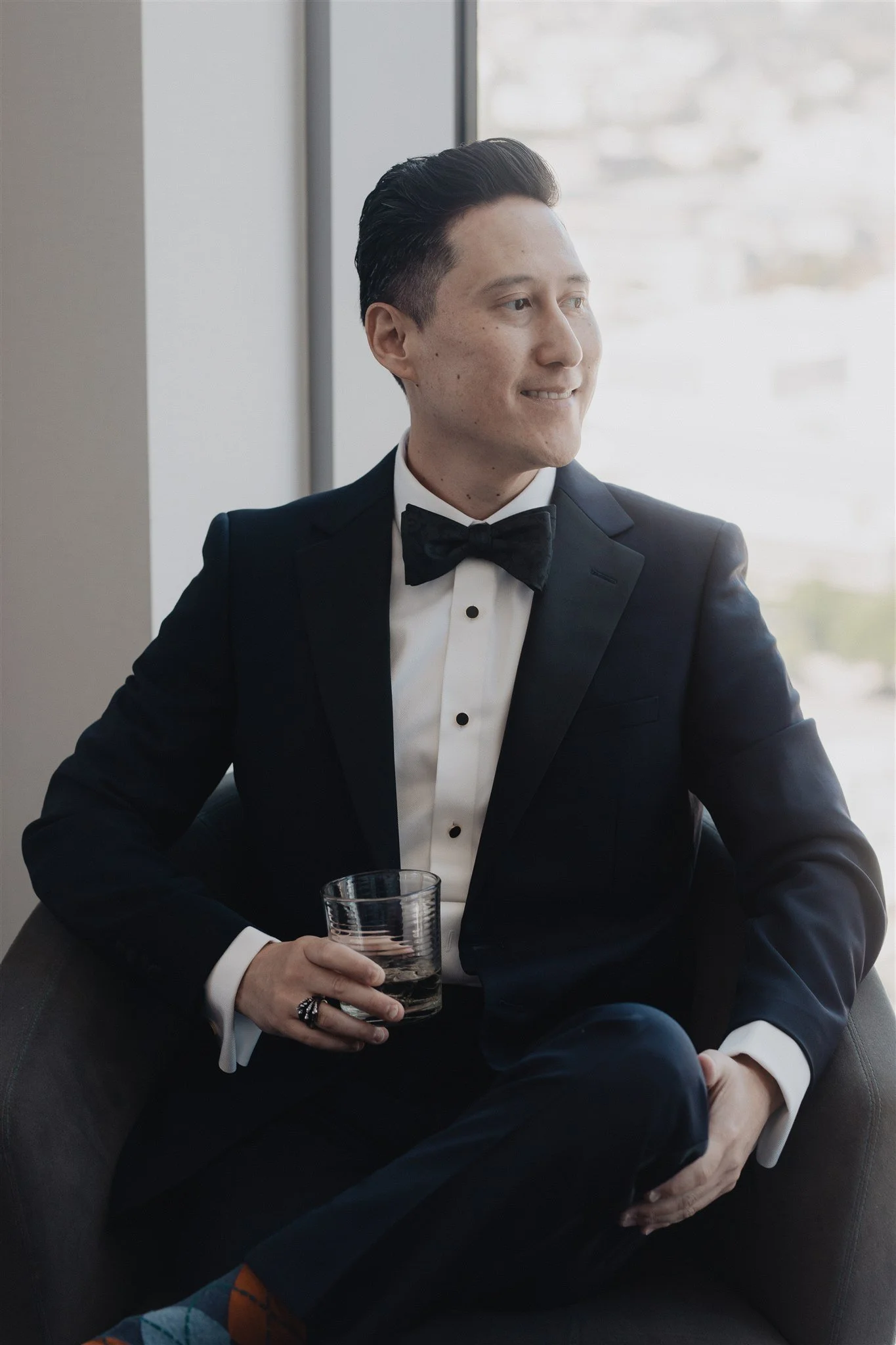 groom getting ready for his wedding day at alexandria ballrooms