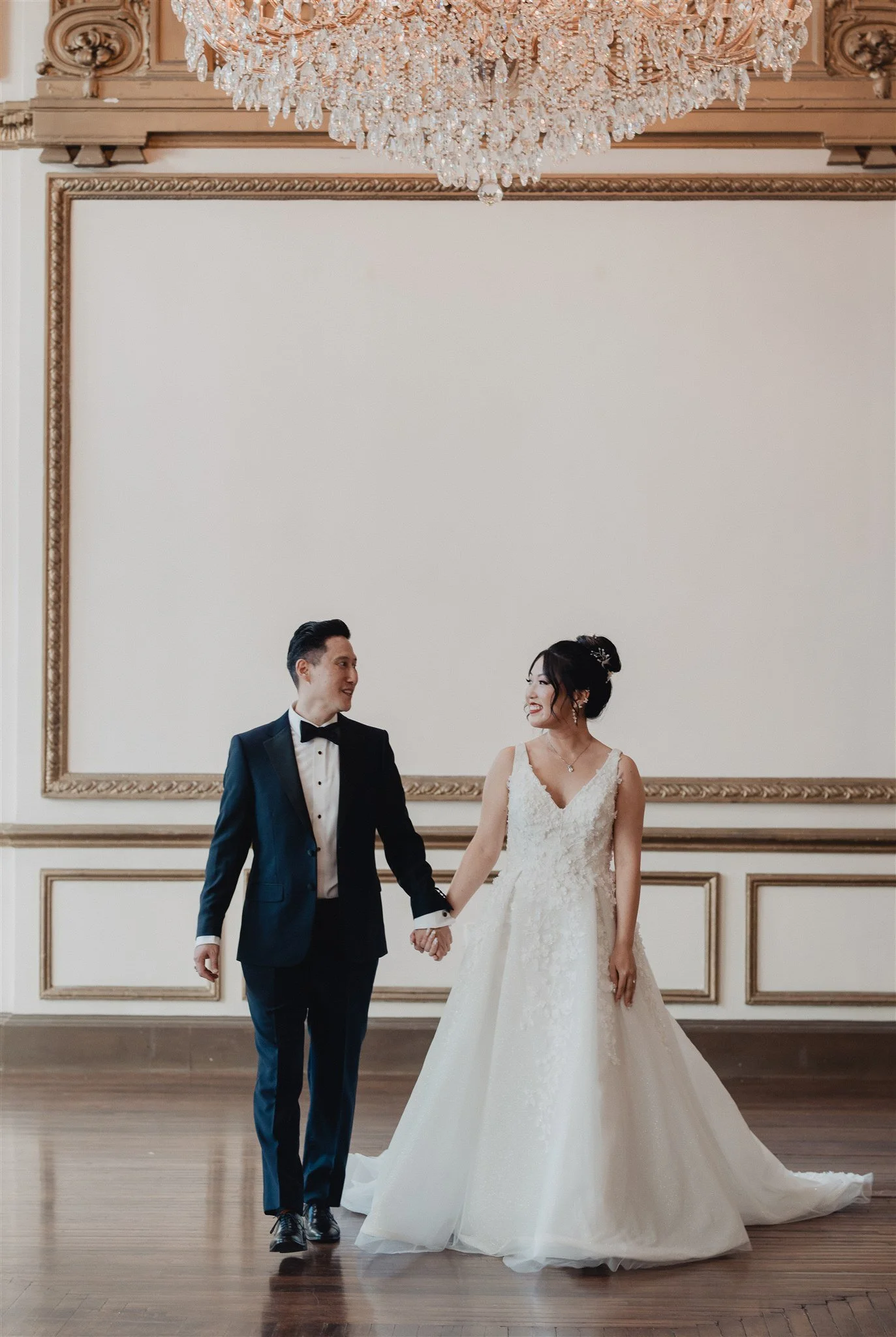 bride and groom first look on their wedding day at Alexandria ballrooms