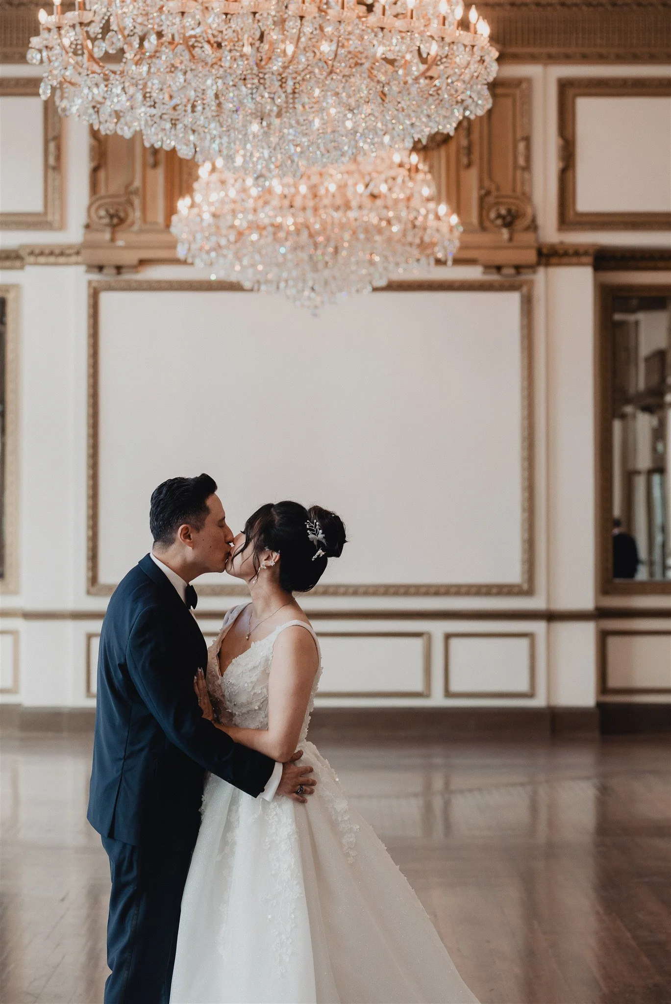 bride and groom first look on their wedding day at Alexandria ballrooms