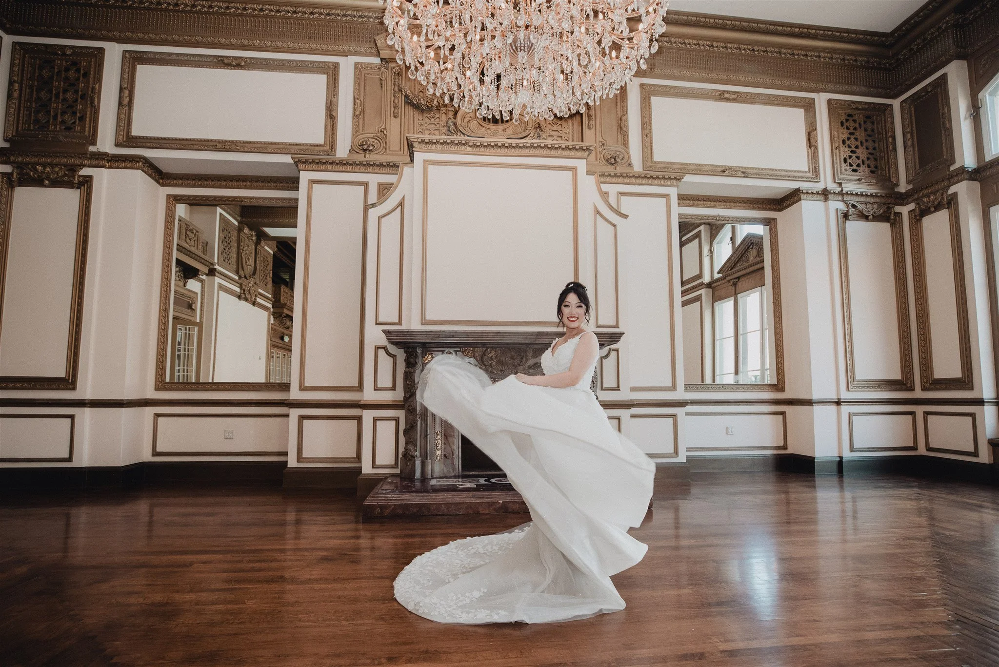 bride and groom first look on their wedding day at Alexandria ballrooms