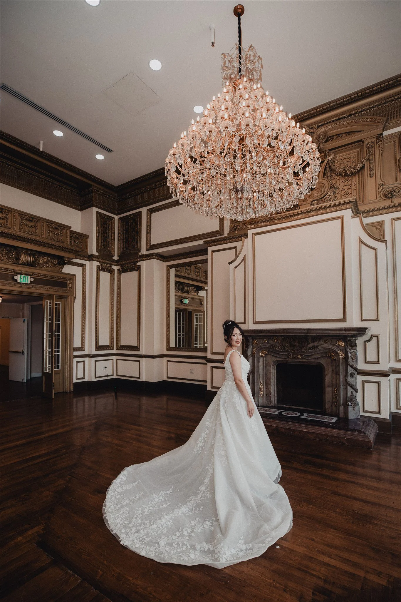 bride and groom first look on their wedding day at Alexandria ballrooms