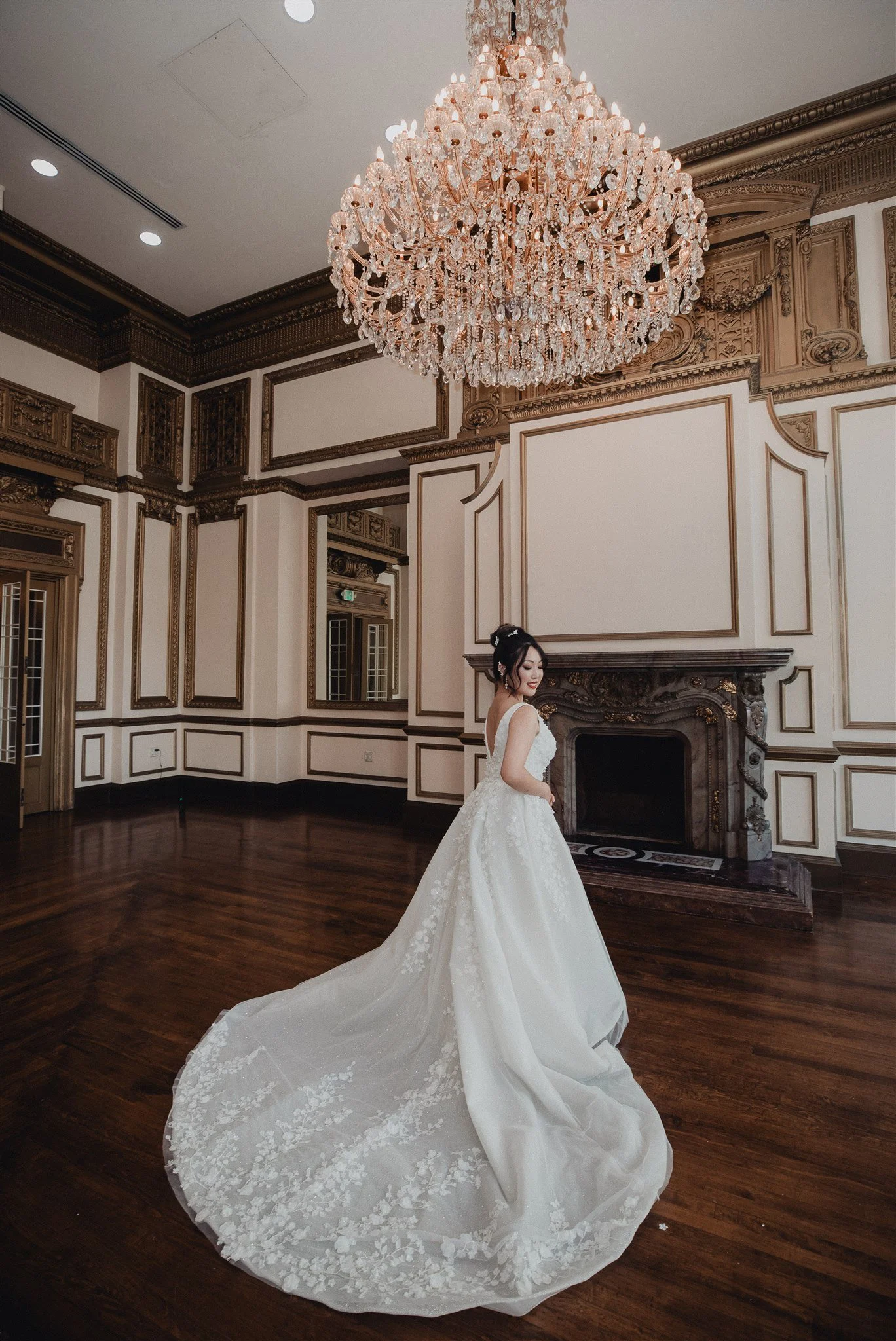 bride and groom first look on their wedding day at Alexandria ballrooms