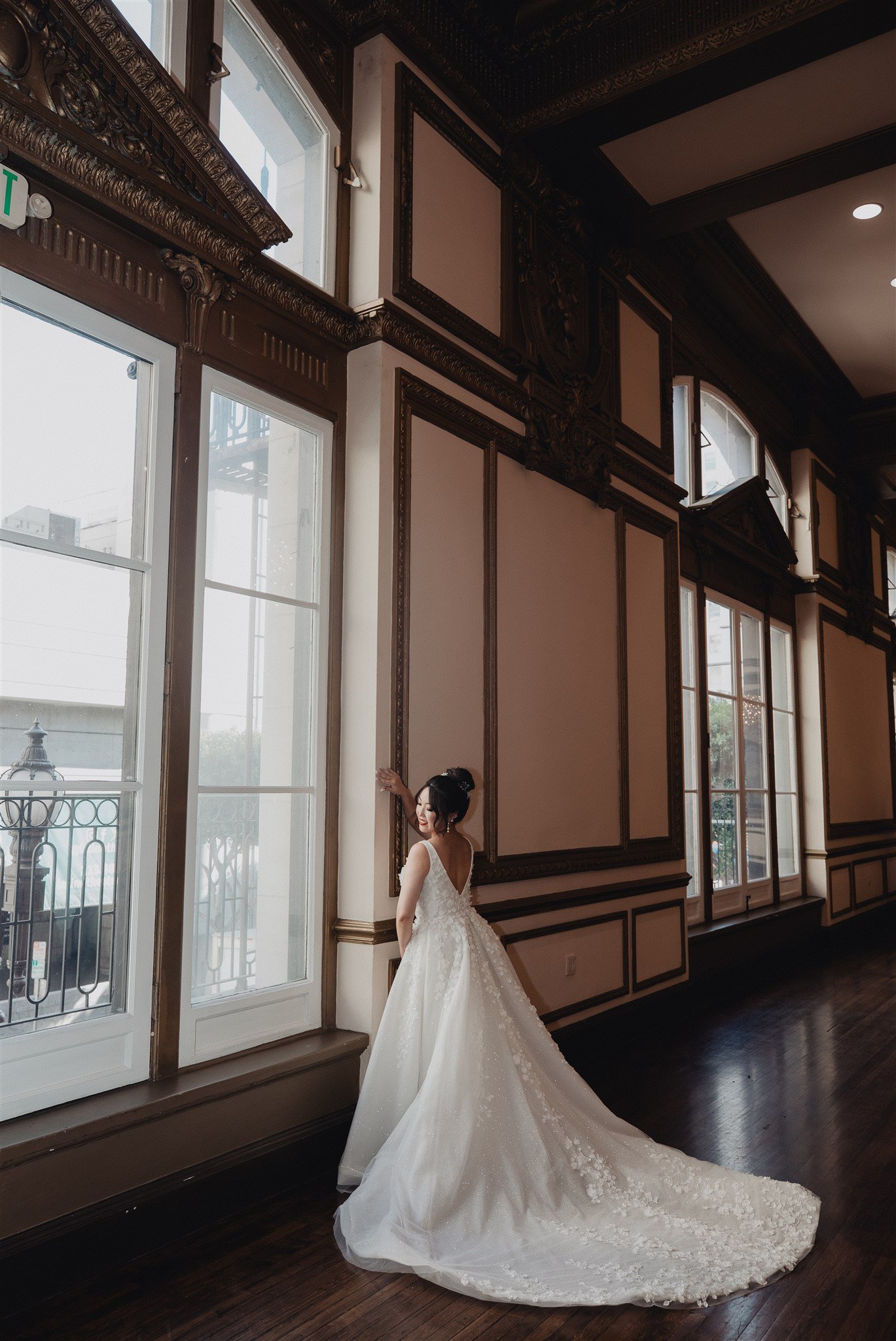 bride and groom first look on their wedding day at Alexandria ballrooms