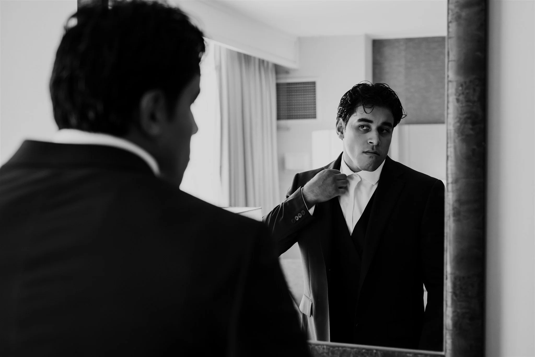 groom getting for his wedding day in glendale, california
