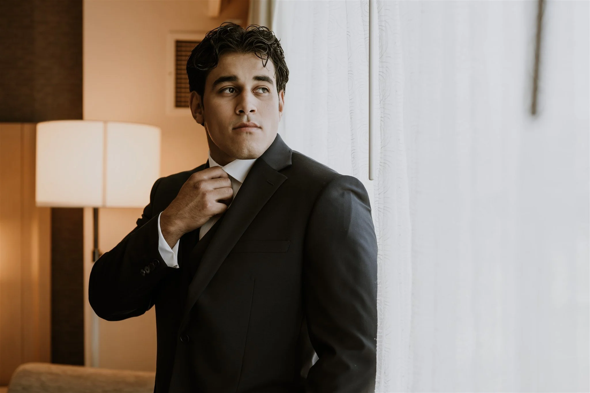 groom getting for his wedding day in glendale, california