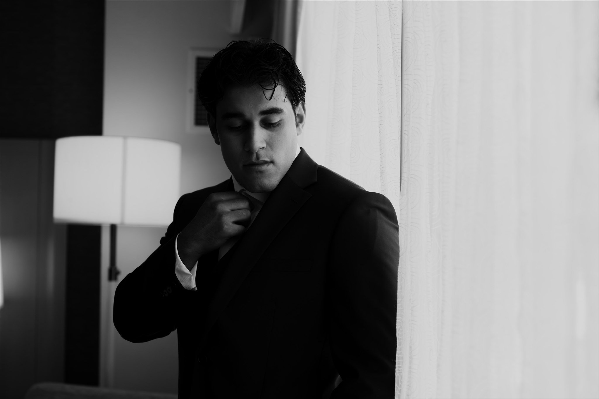 groom getting for his wedding day in glendale, california