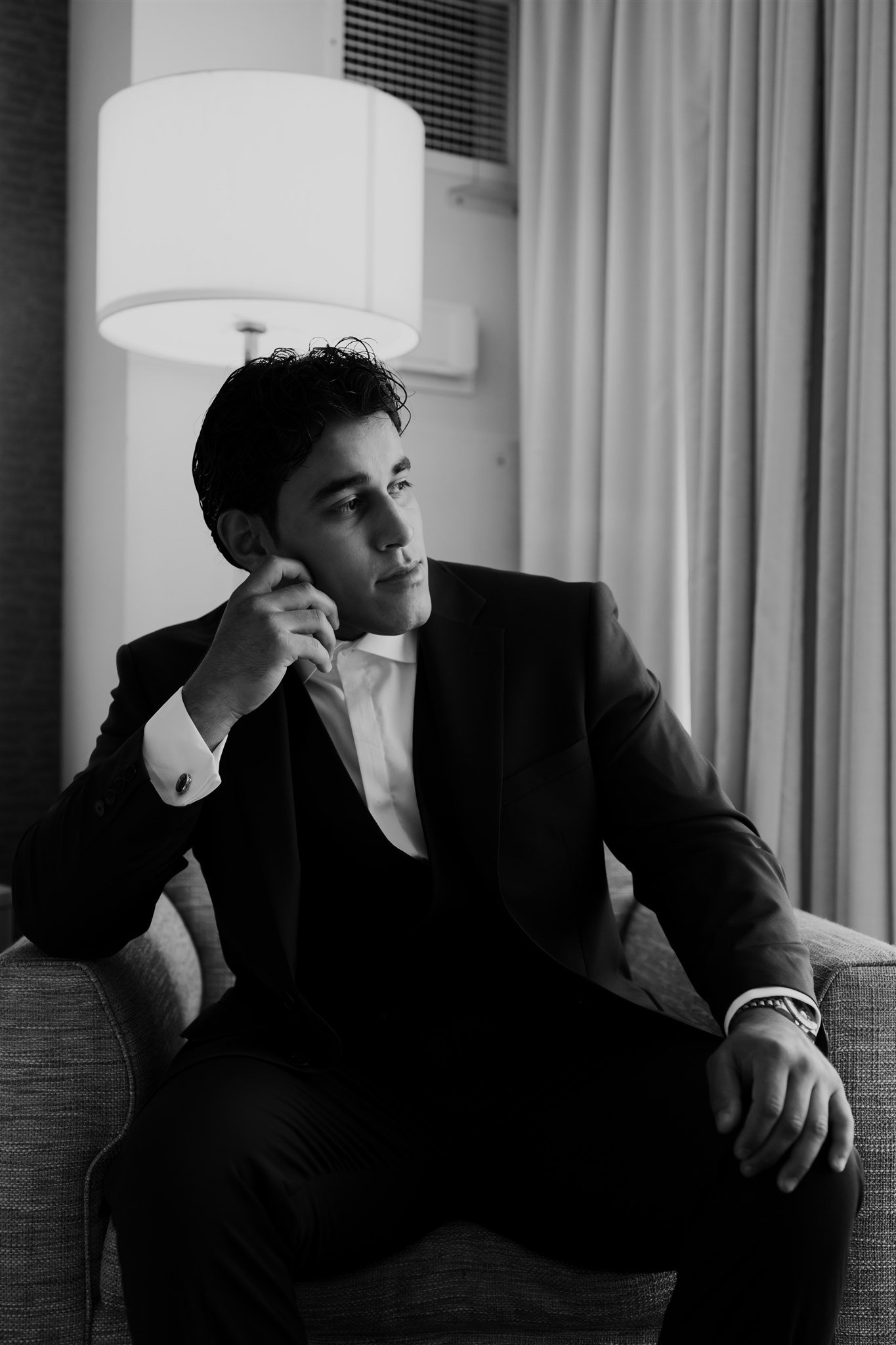 groom getting for his wedding day in glendale, california