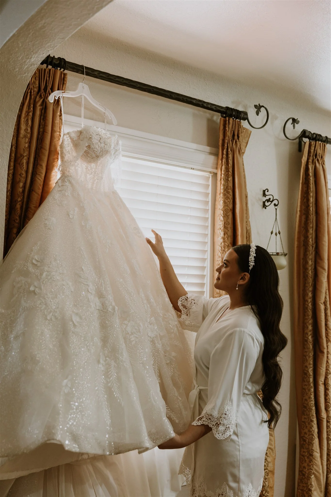 bride getting for her wedding day in glendale, california