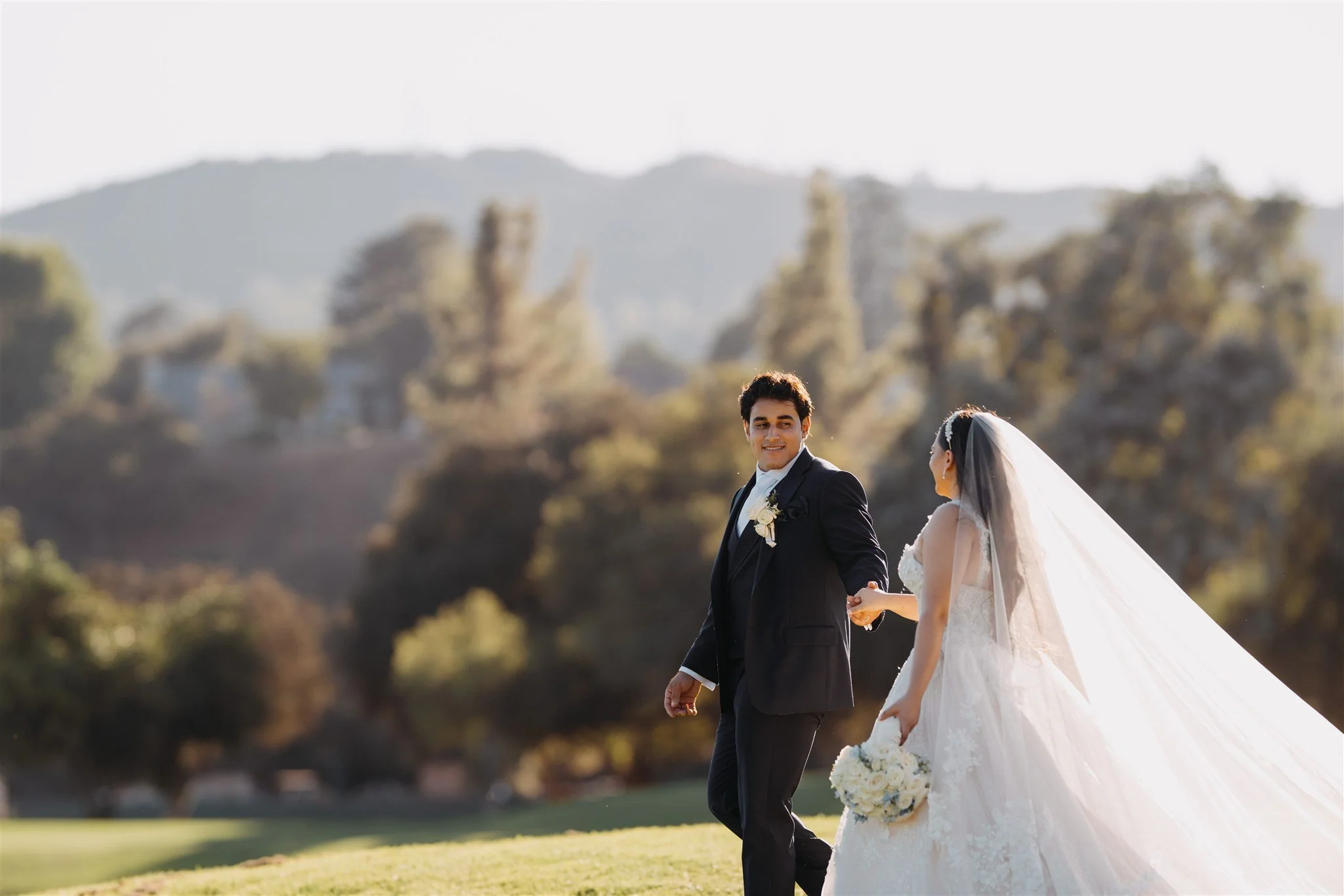 bride and groom location shoot in at incarnation catholic church