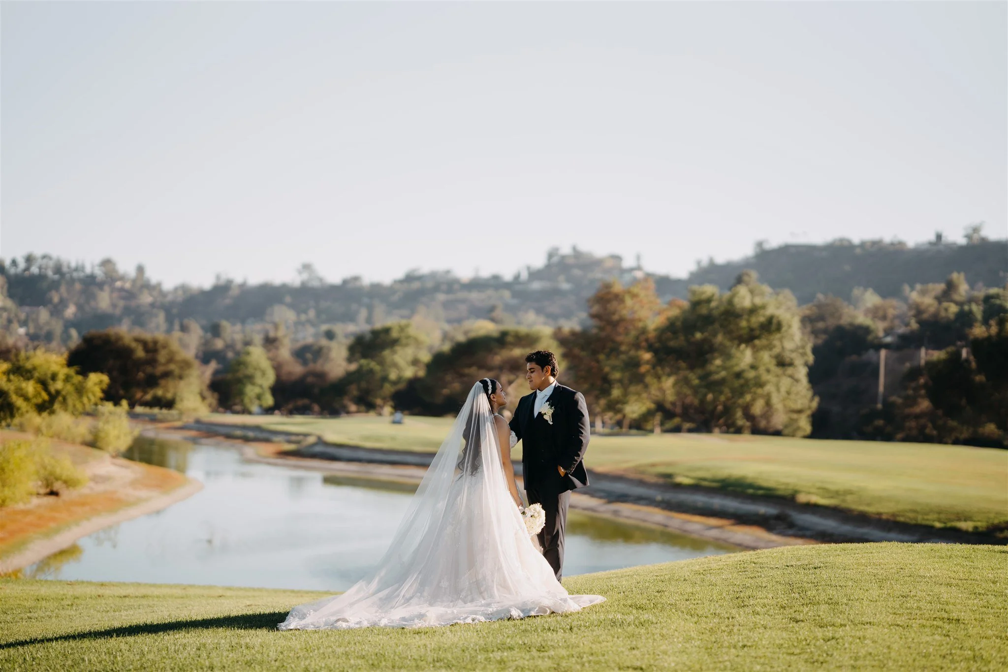 bride and groom location shoot in at incarnation catholic church