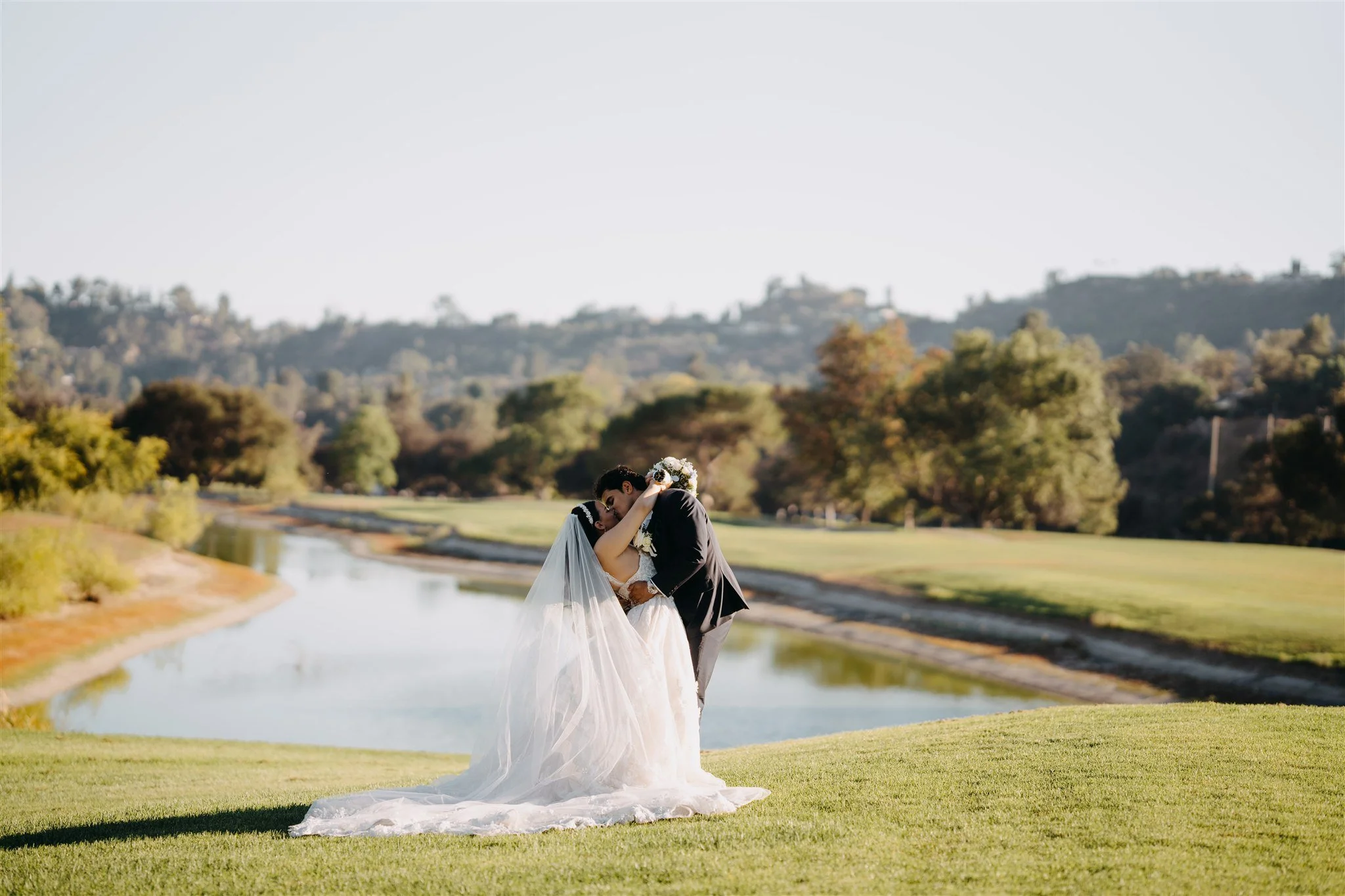 bride and groom location shoot in at incarnation catholic church