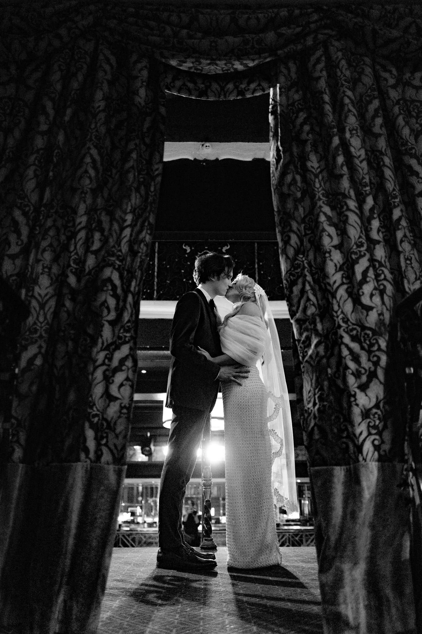 bride &amp; groom first look on their wedding day at Avalon Hollywood