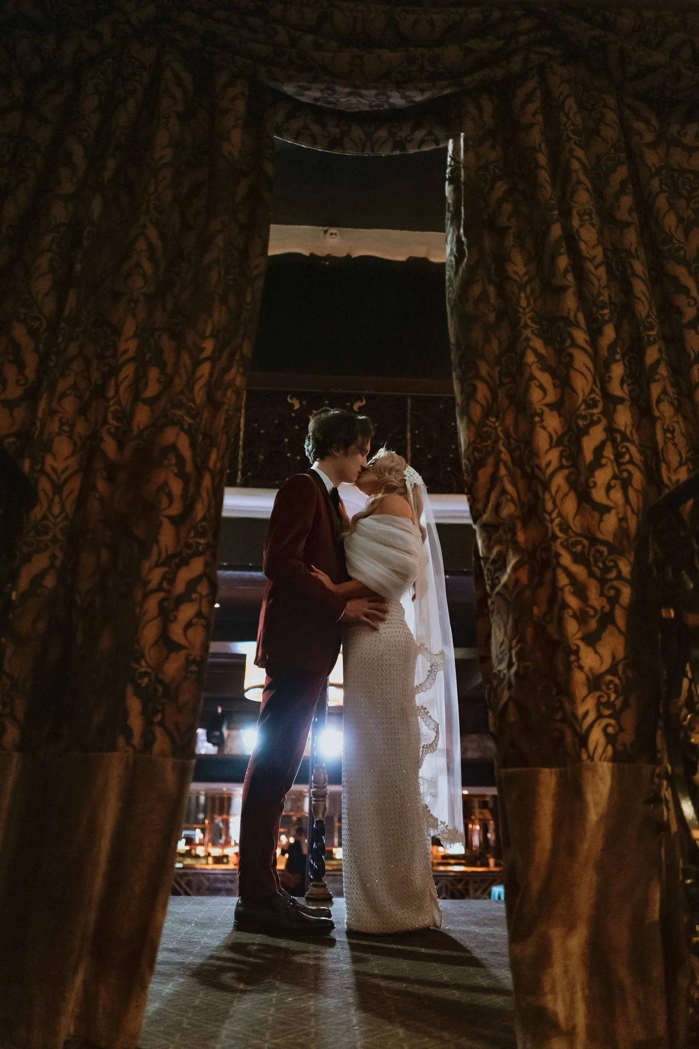 bride &amp; groom first look on their wedding day at Avalon Hollywood