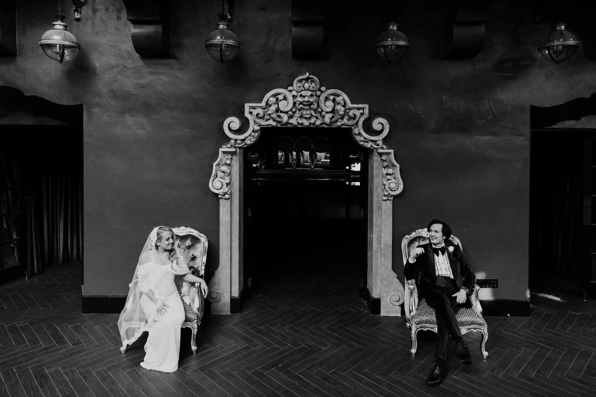 bride &amp; groom first look on their wedding day at Avalon Hollywood