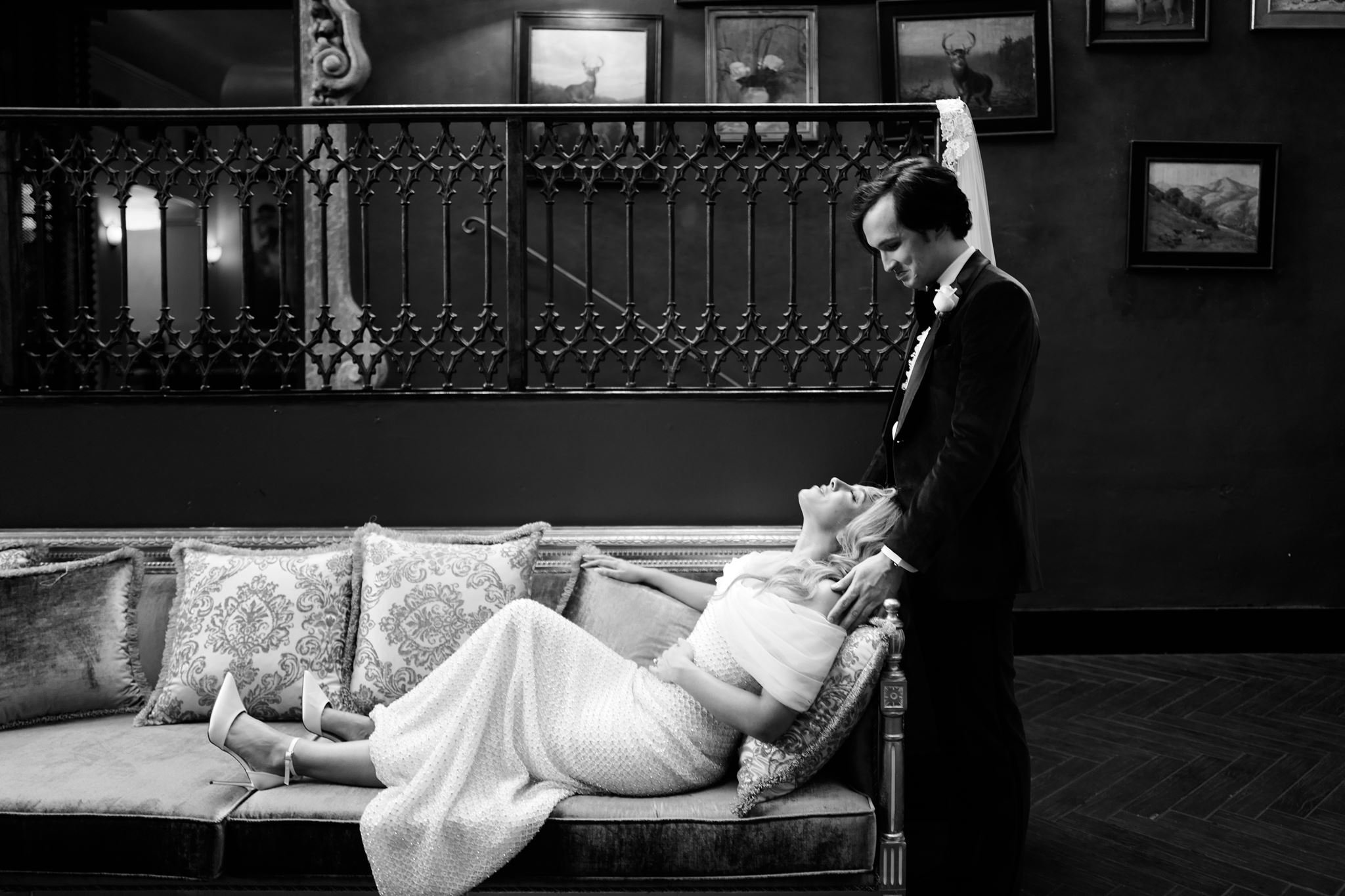 bride &amp; groom first look on their wedding day at Avalon Hollywood