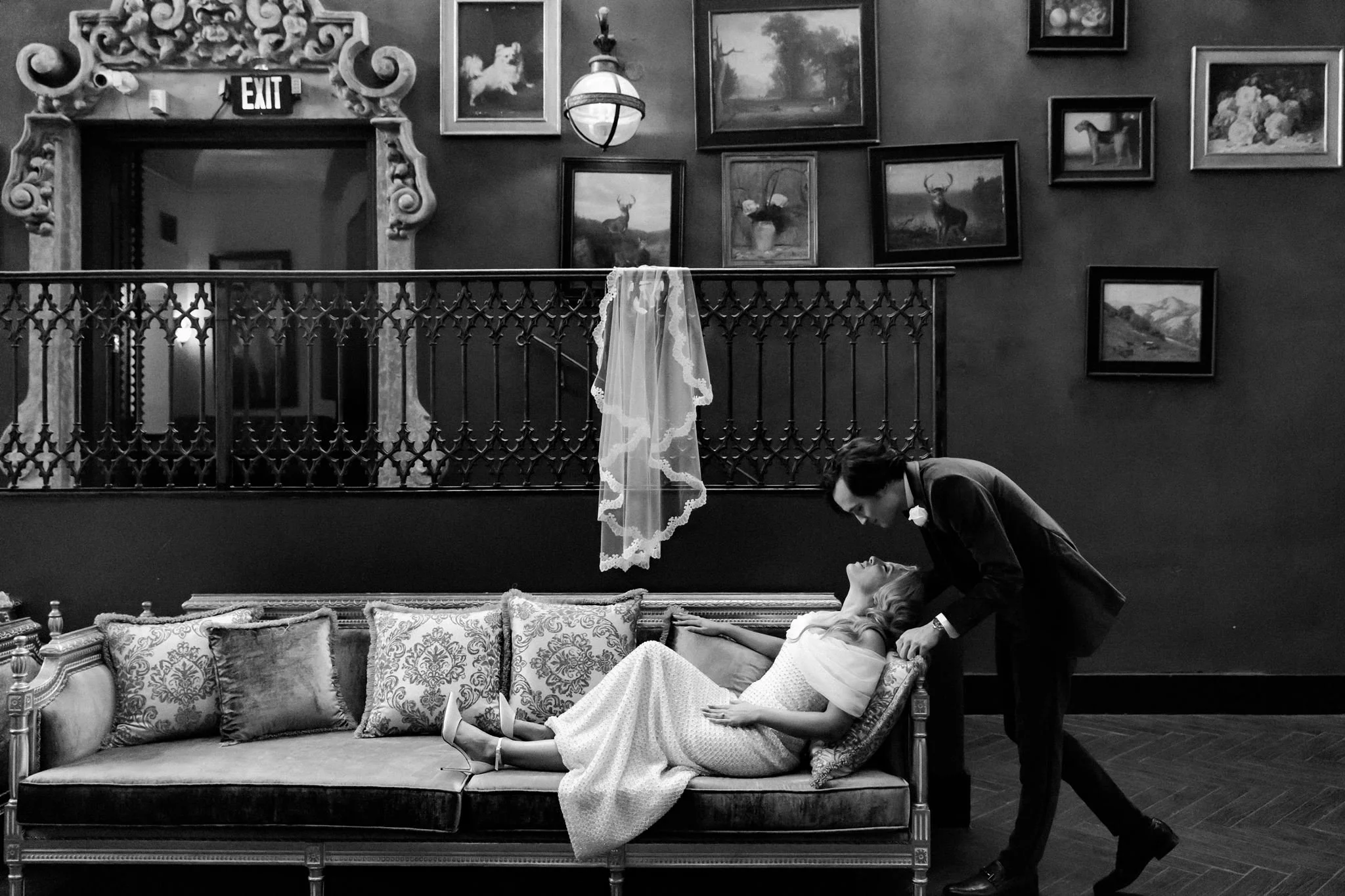 bride &amp; groom first look on their wedding day at Avalon Hollywood