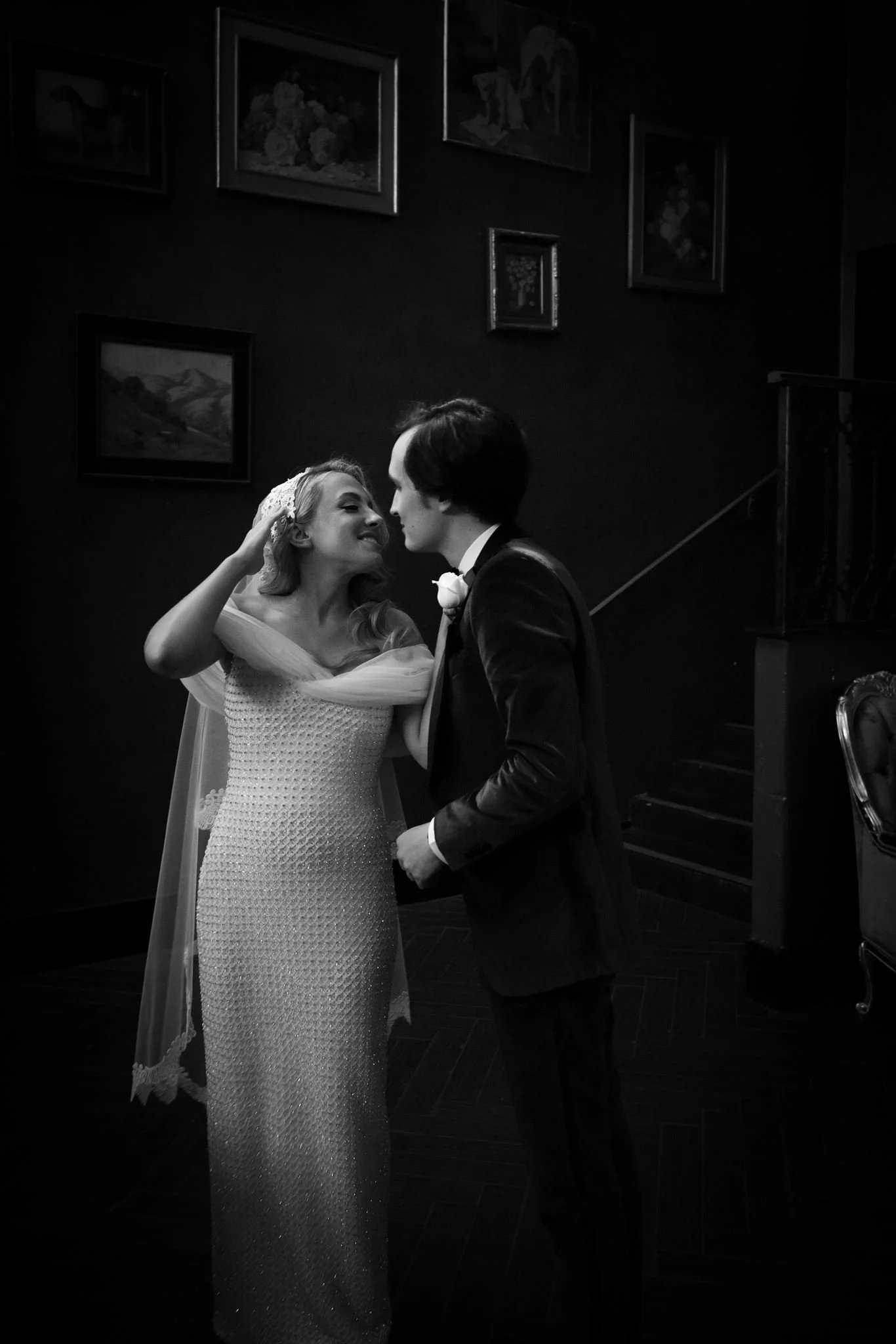 bride &amp; groom first look on their wedding day at Avalon Hollywood