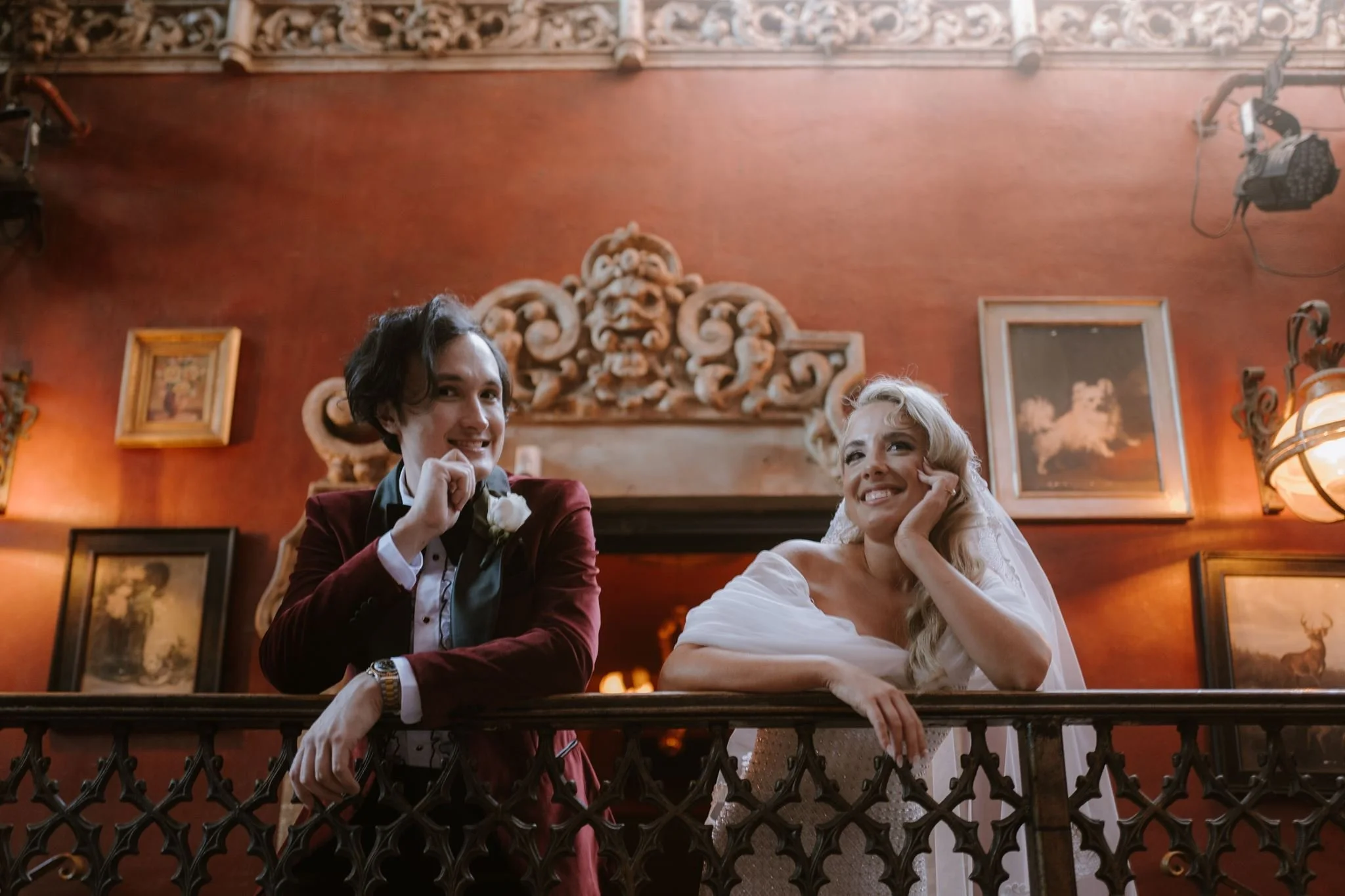 bride &amp; groom first look on their wedding day at Avalon Hollywood