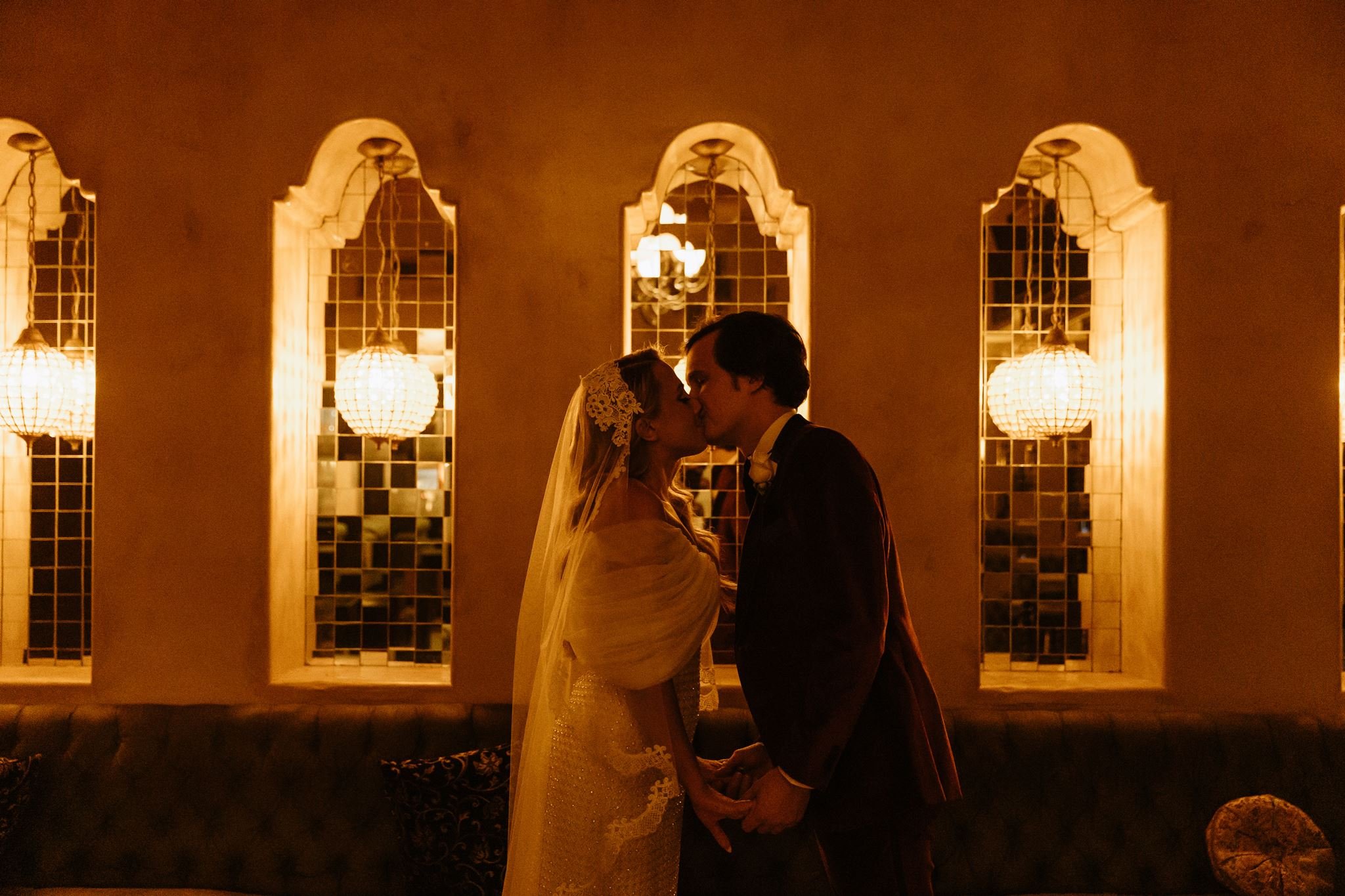 bride &amp; groom first look on their wedding day at Avalon Hollywood