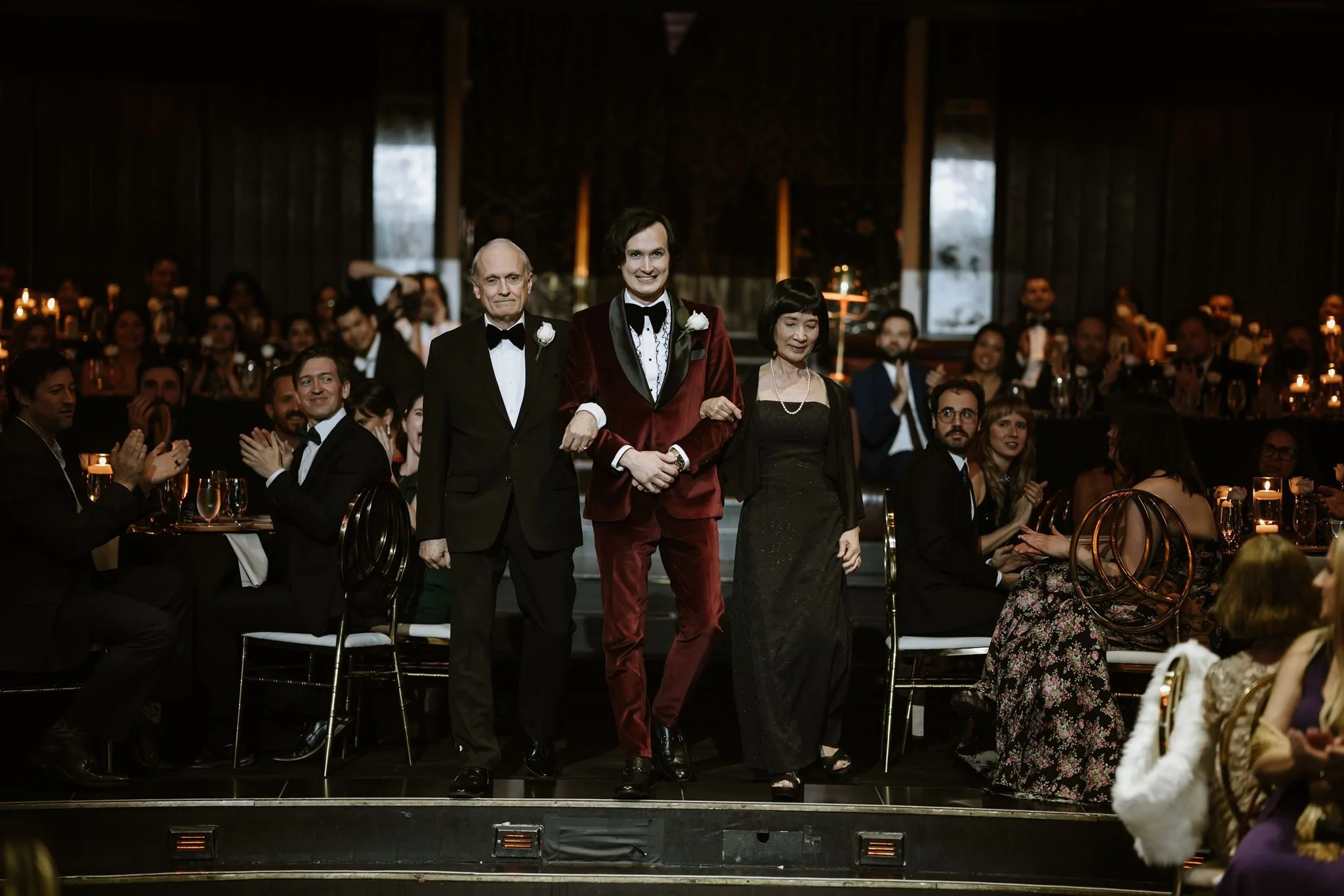 groom walking down the aisle to his wedding ceremony at avalon hollywood