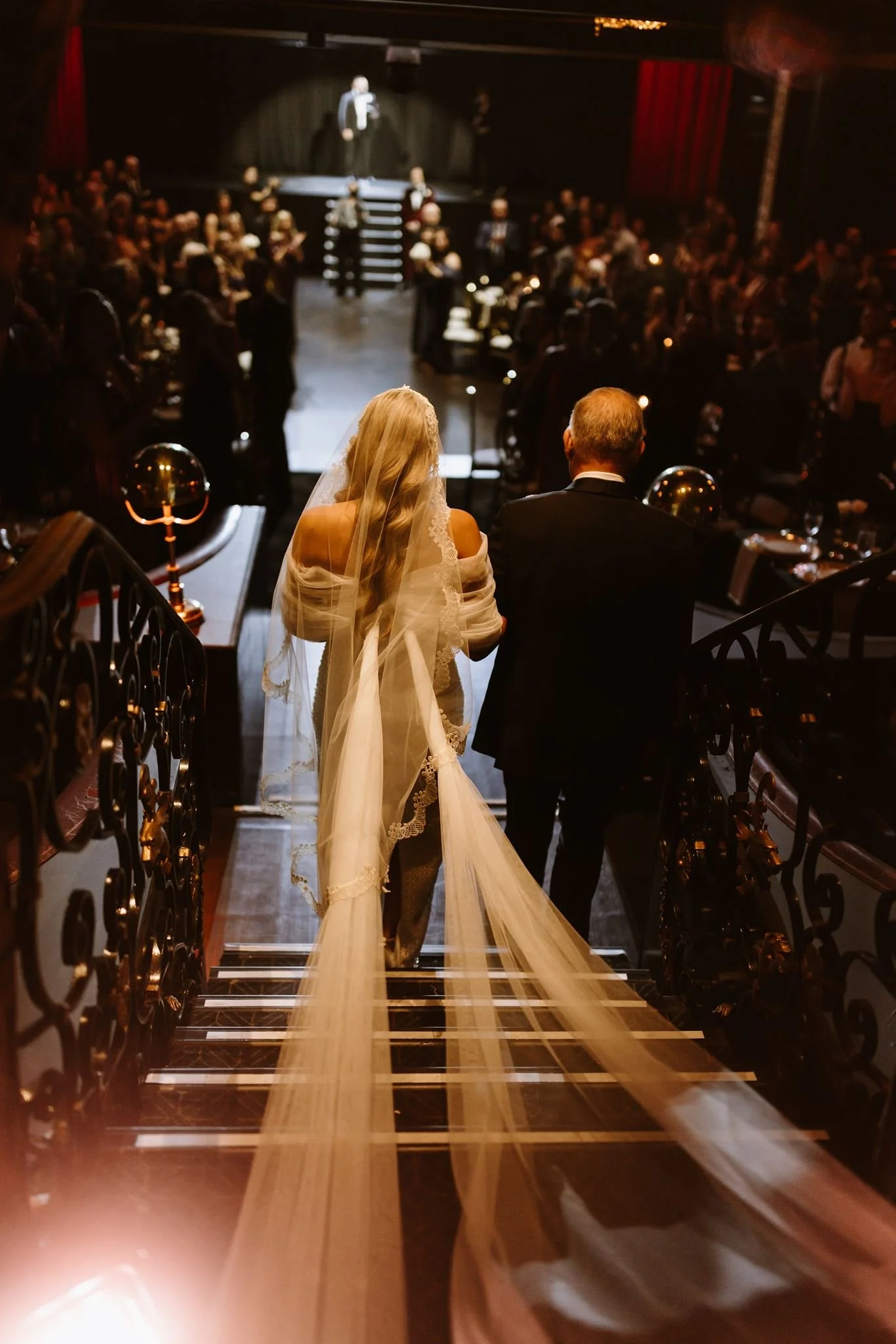 bride walking down the aisle to her wedding ceremony at avalon hollywood