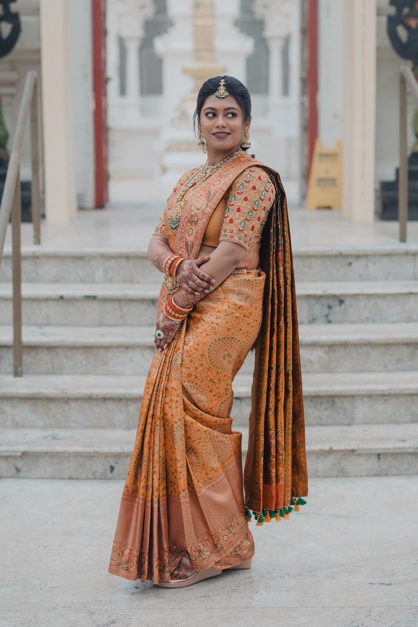 indian wedding couple portrait pre ceremony at malibu hindu temple