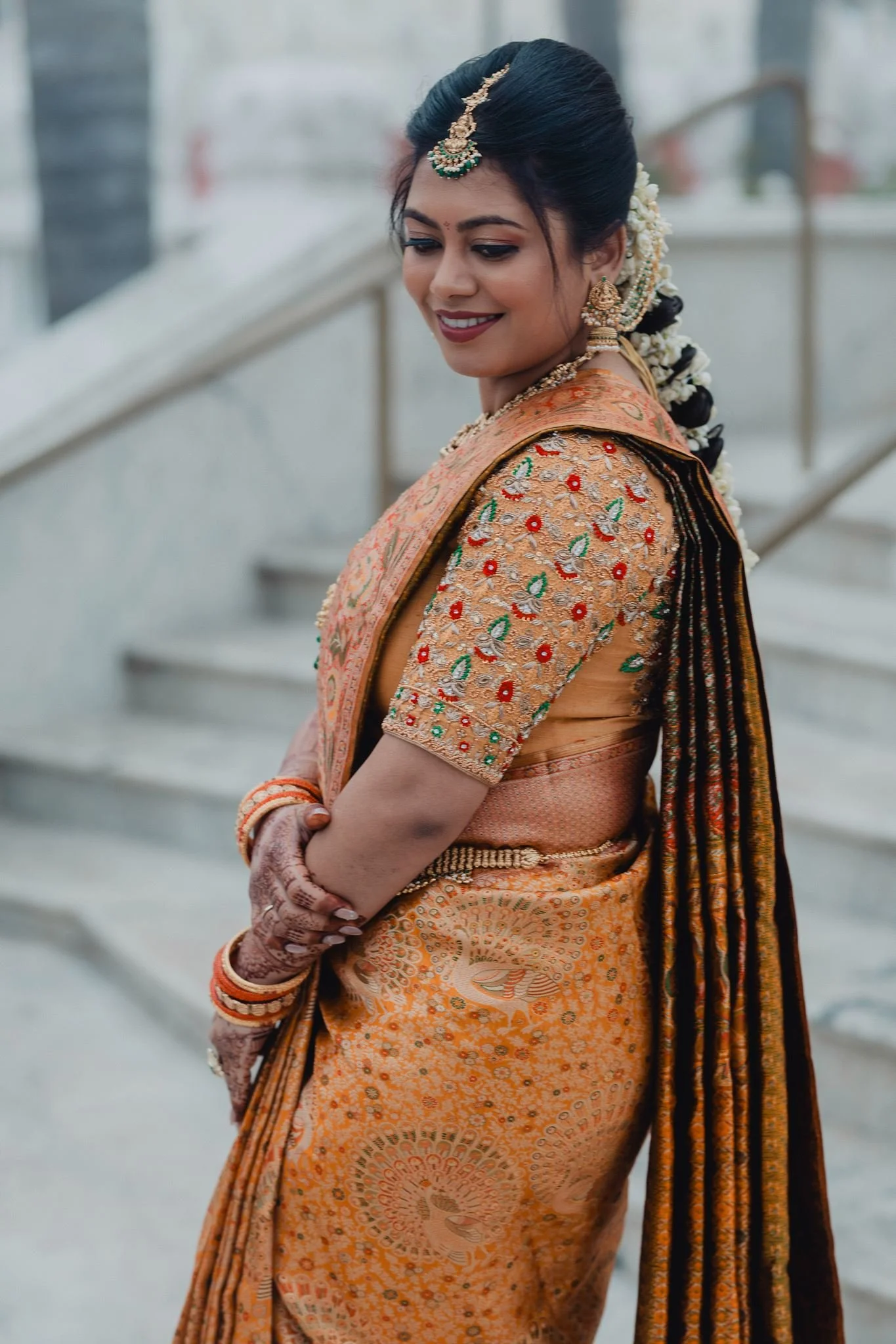 indian wedding couple portrait pre ceremony at malibu hindu temple
