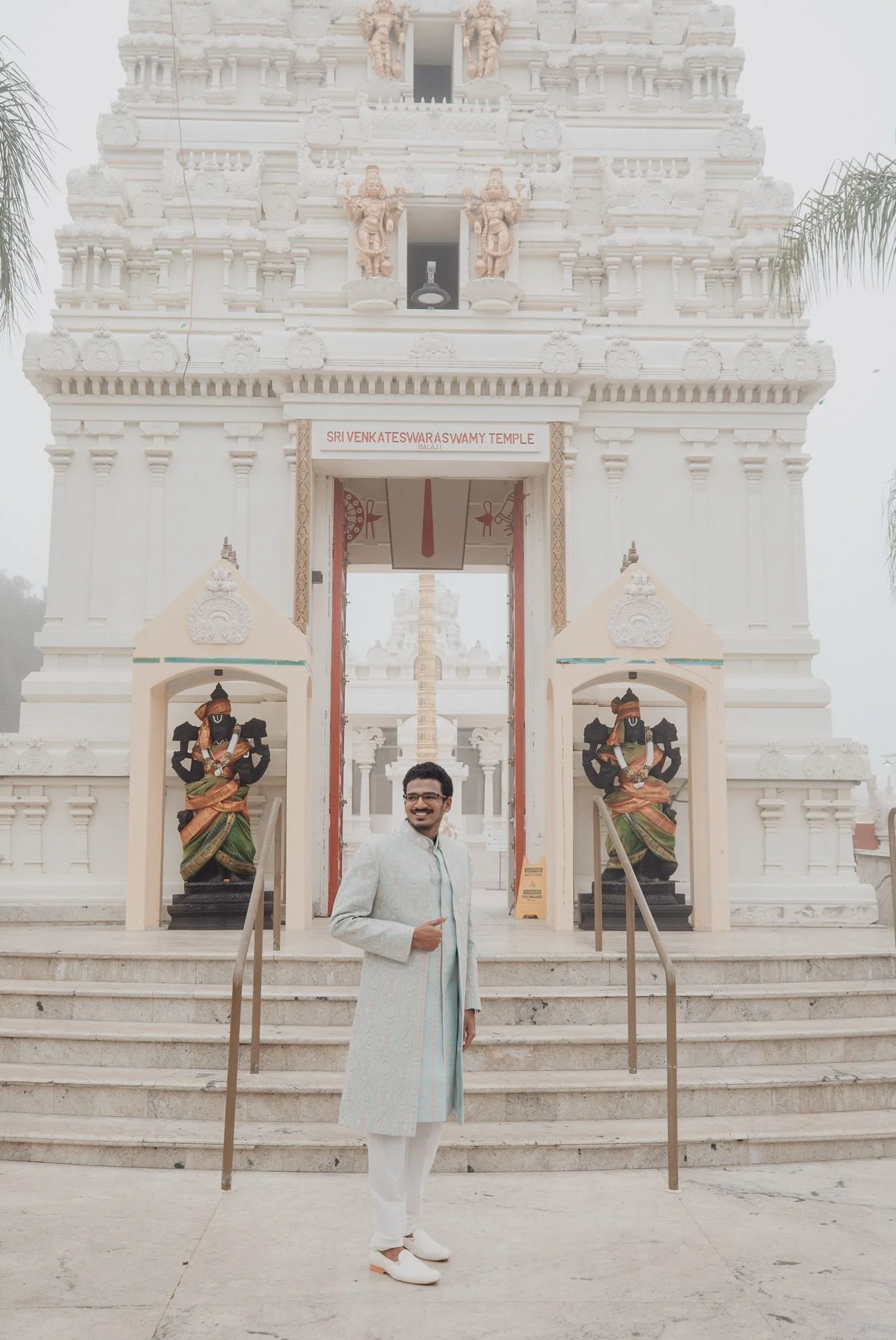 indian wedding couple portrait pre ceremony at malibu hindu temple