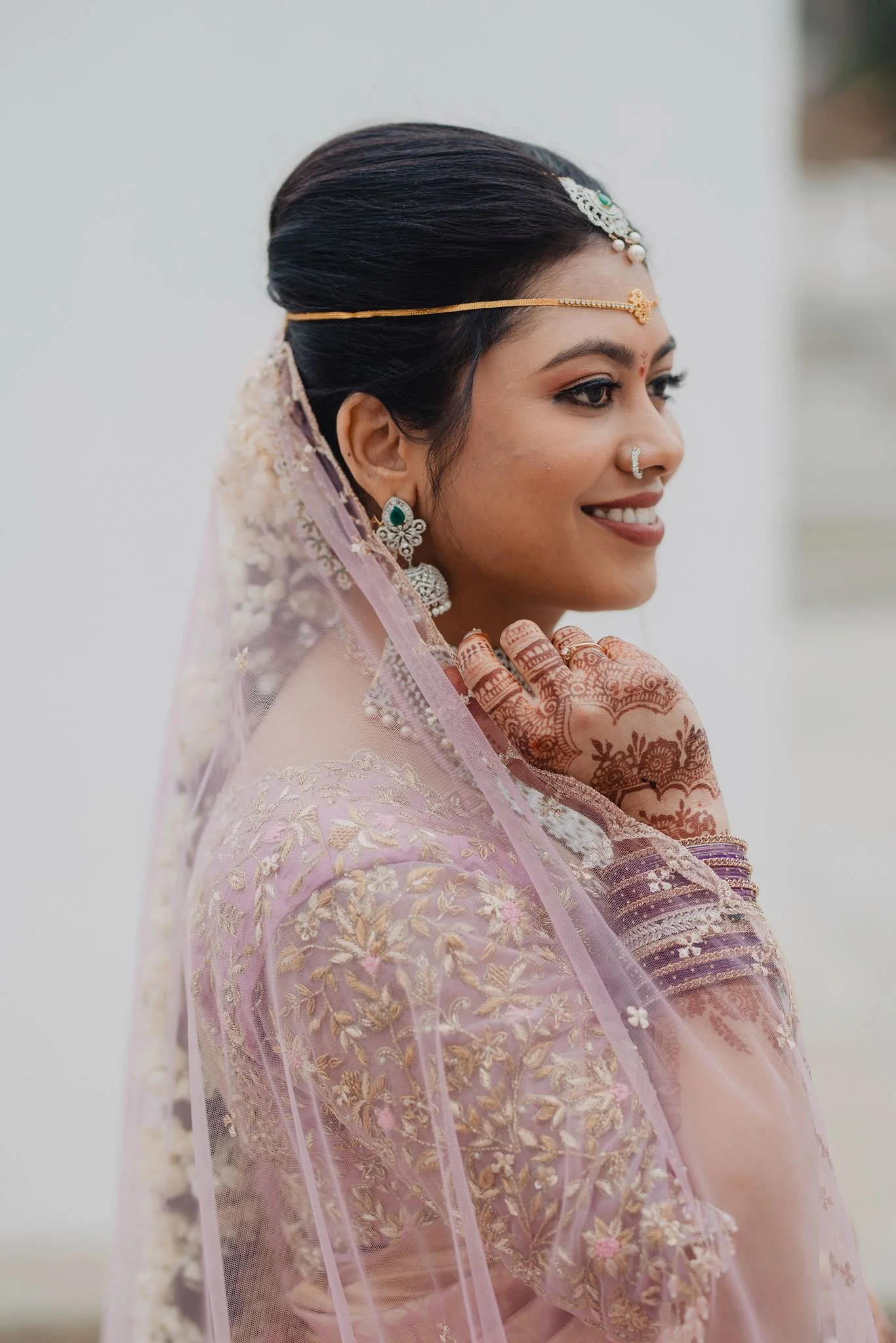 indian wedding couple portrait pre ceremony at malibu hindu temple