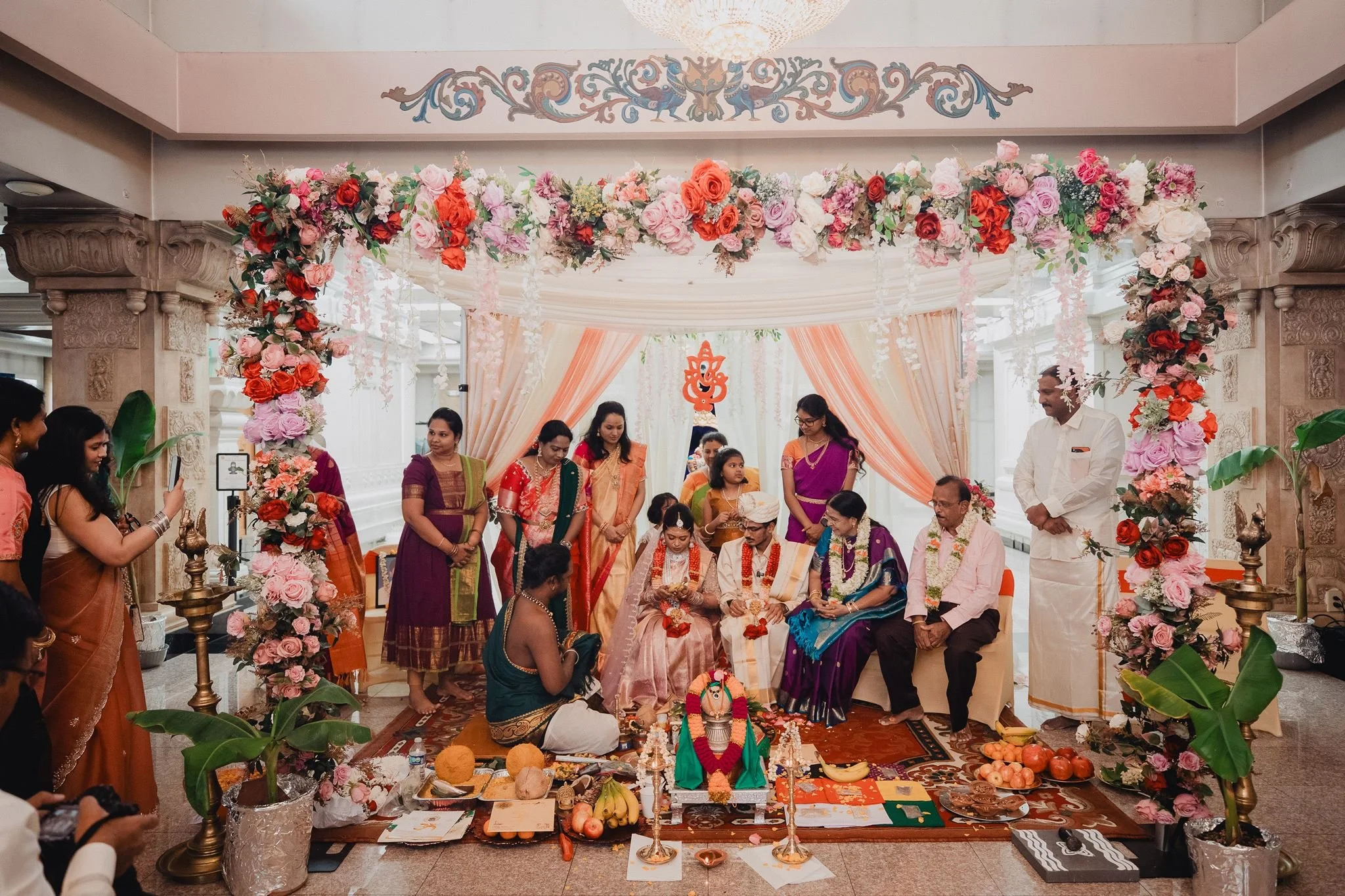 indian wedding couple portrait pre ceremony at malibu hindu temple