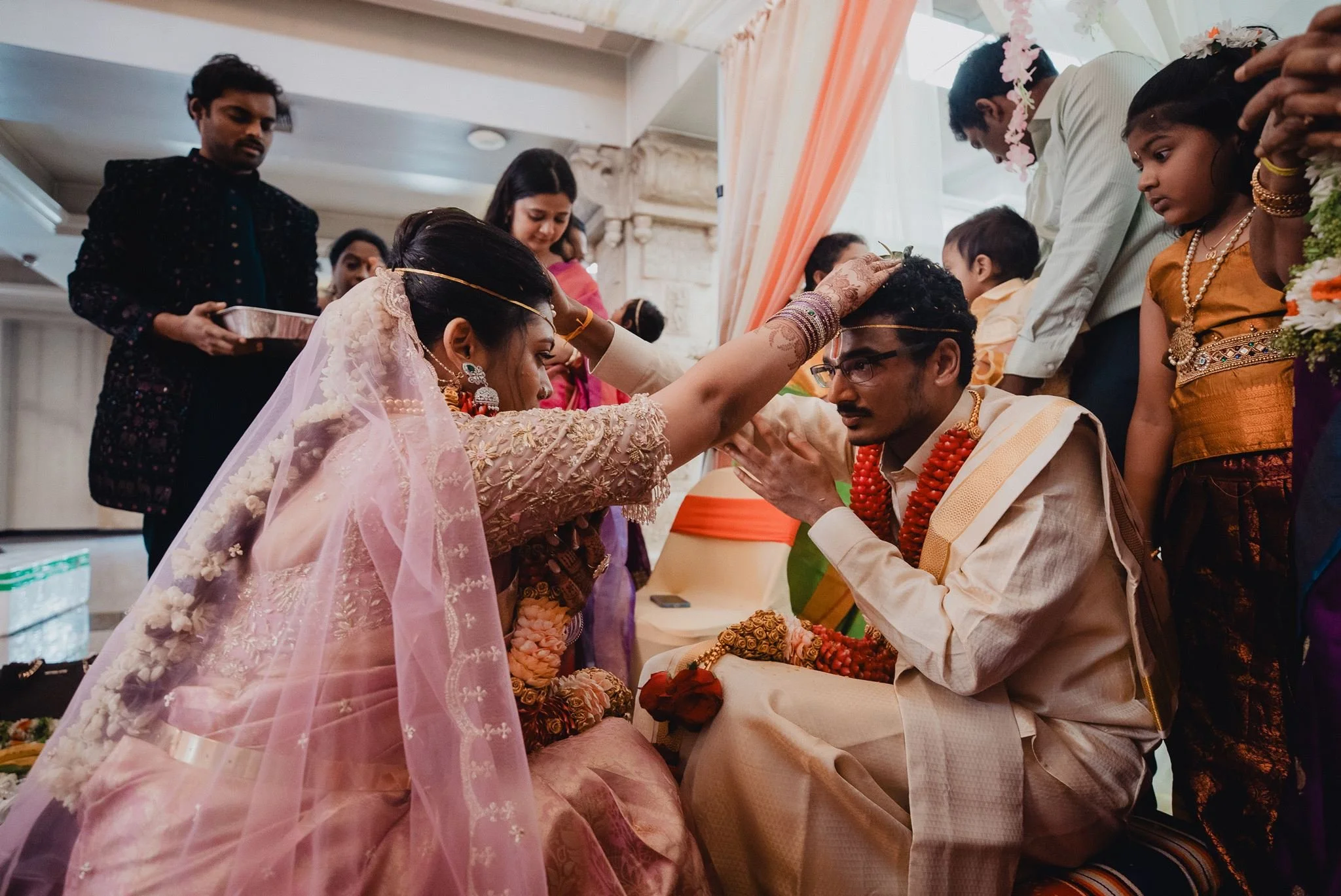 indian wedding couple portrait pre ceremony at malibu hindu temple