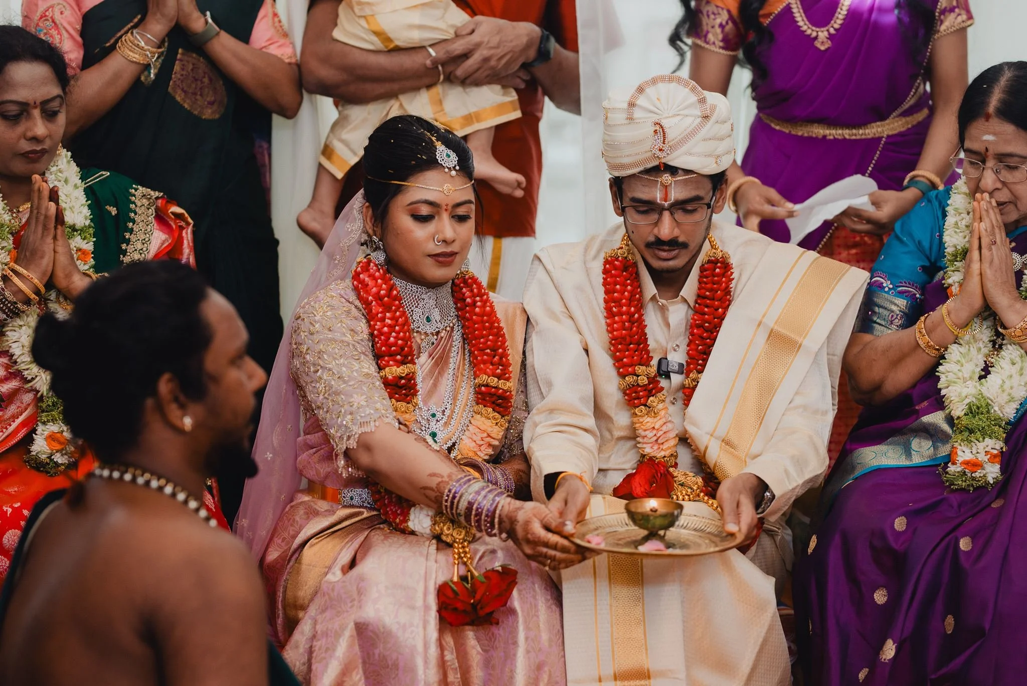 indian wedding couple portrait pre ceremony at malibu hindu temple