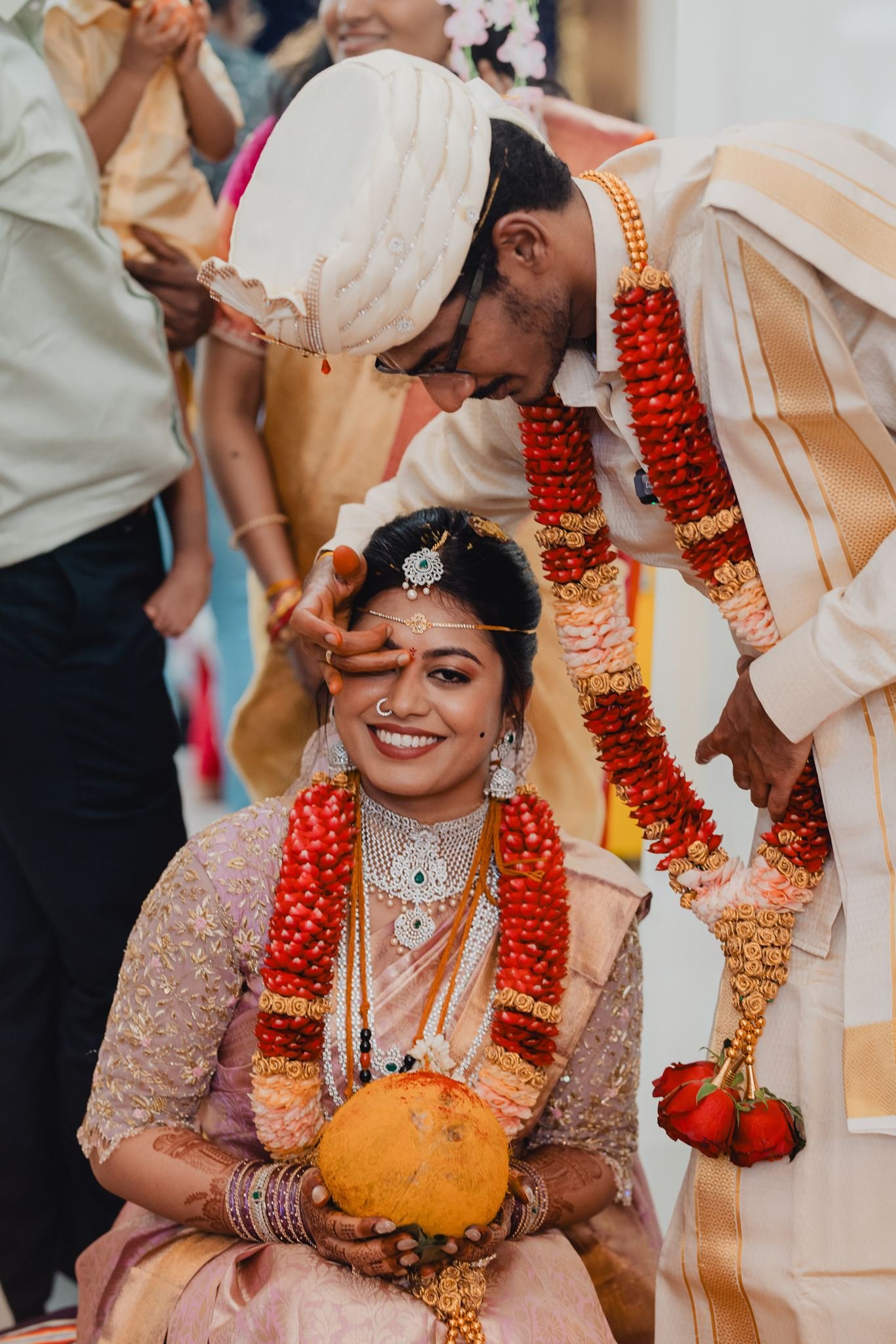 indian wedding couple portrait pre ceremony at malibu hindu temple