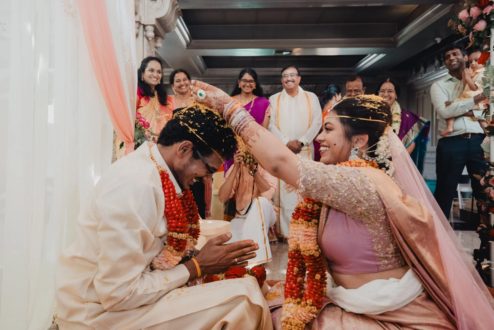 indian wedding couple portrait pre ceremony at malibu hindu temple