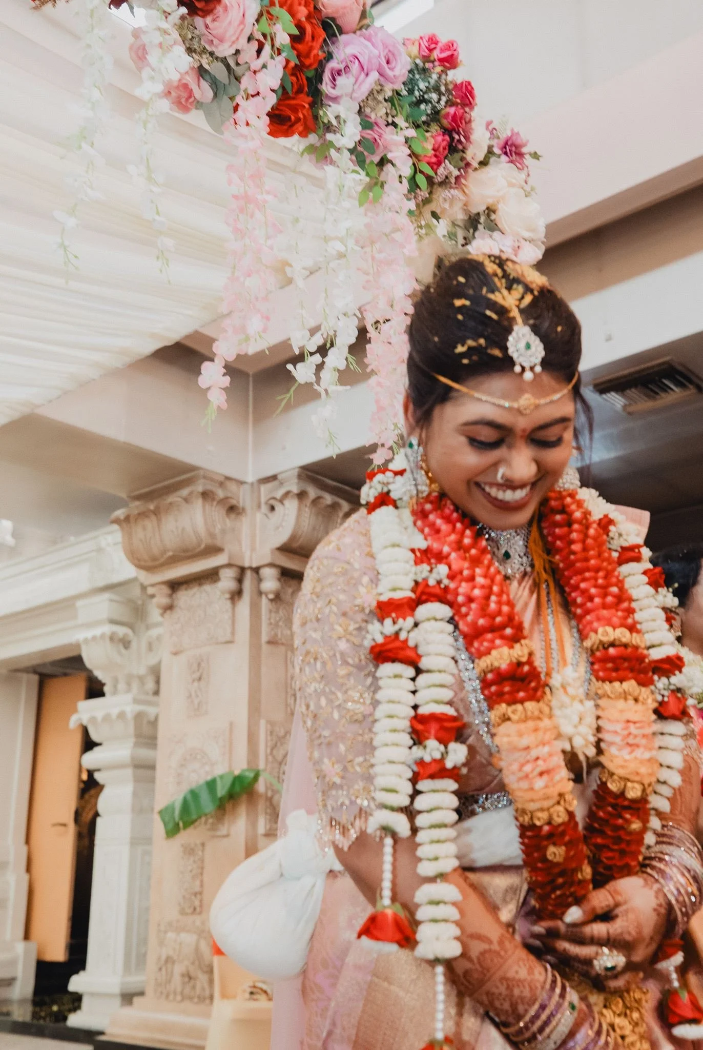 indian wedding couple portrait pre ceremony at malibu hindu temple
