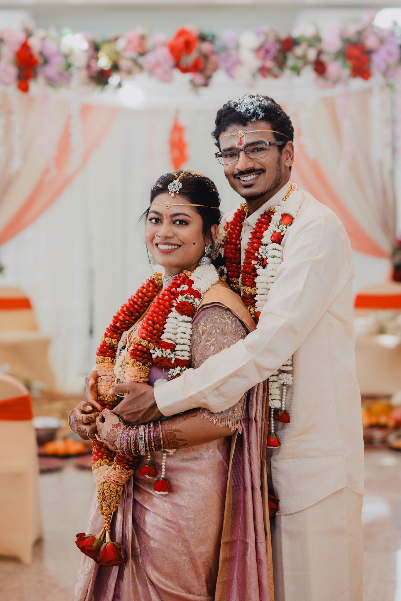 indian wedding couple portrait pre ceremony at malibu hindu temple