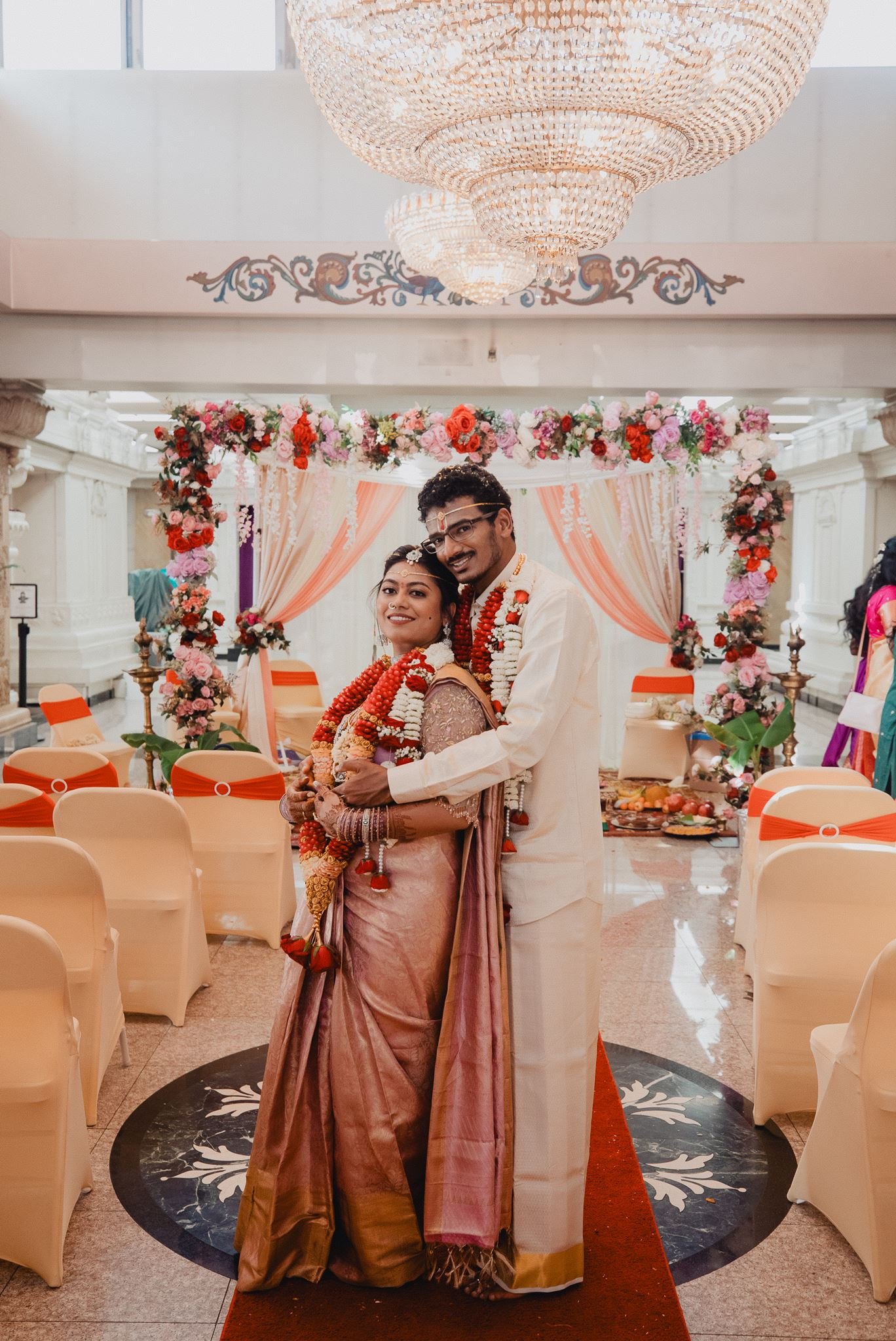 indian wedding couple portrait pre ceremony at malibu hindu temple