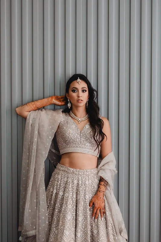Beauty portrait of the bride in traditional Indian jewellery