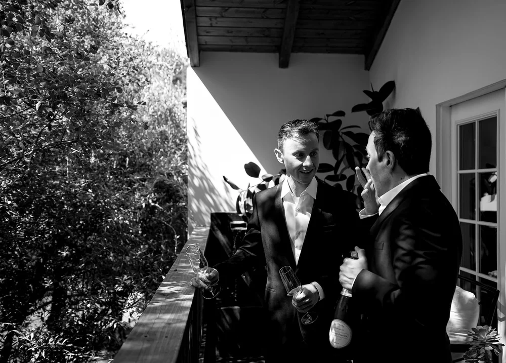 Before the ceremony, photographed on black and white film