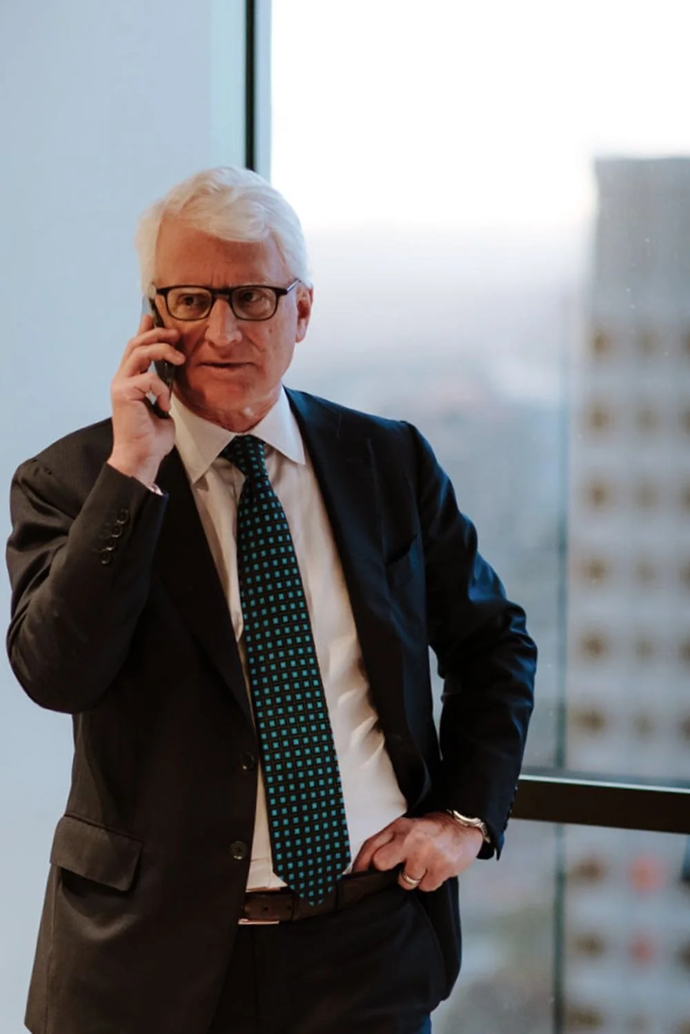 Executive on the phone in a downtown office
