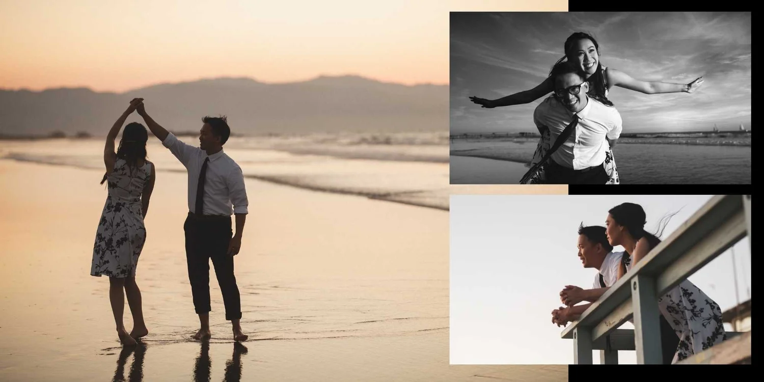 Venice Beach engagement session photographed on the canals and the boardwalk