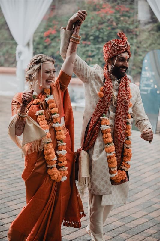 Bride and groom after their Hindu wedding ceremony