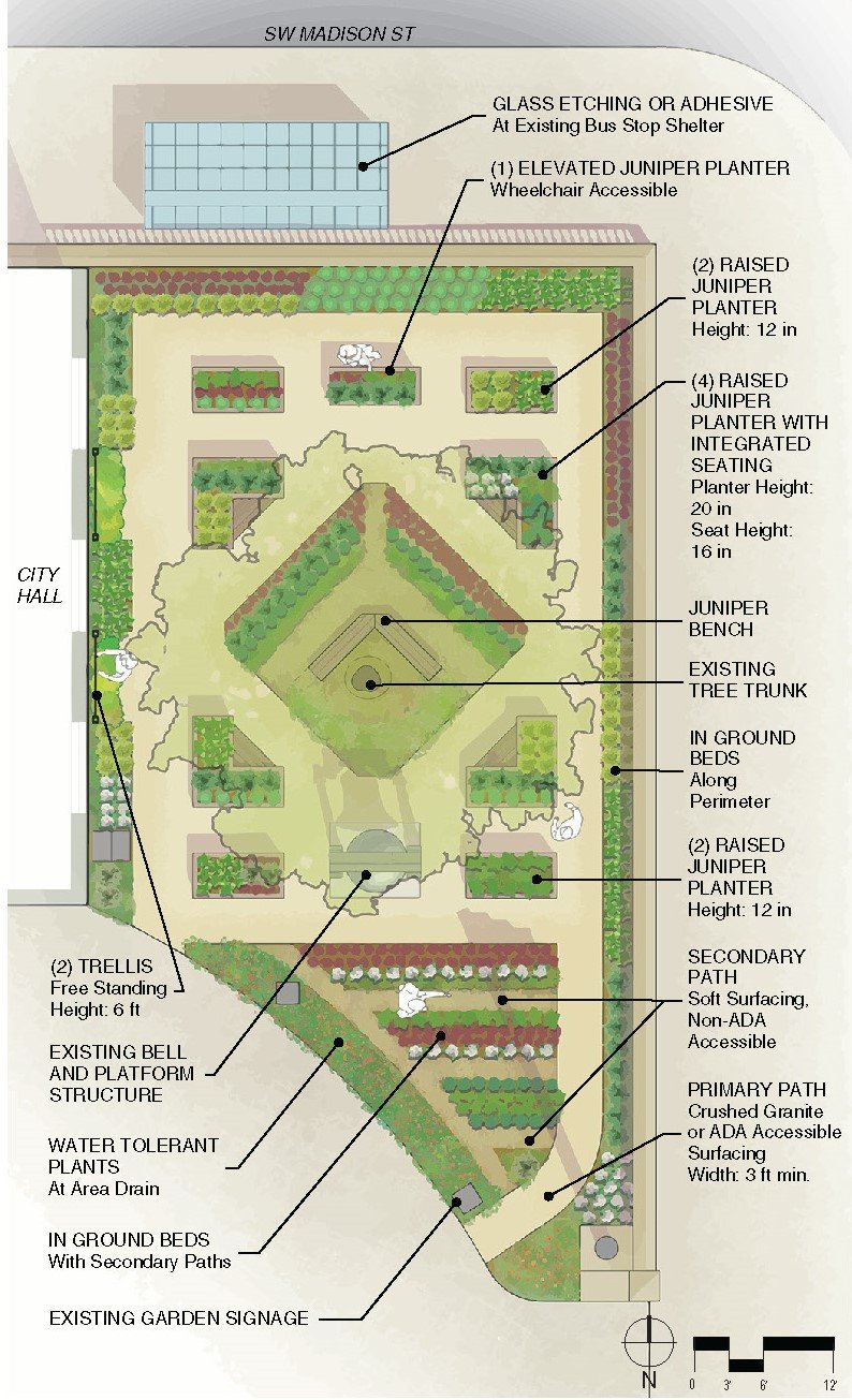 Preliminary Overhead map of the redesign of the better together garden