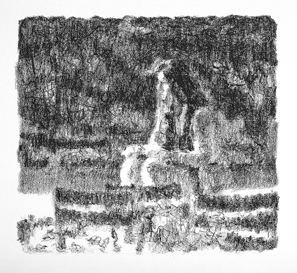 Clope, Luxembourg Gardens (2012 - 25x27cm Conte on Arches MBM Ingres)